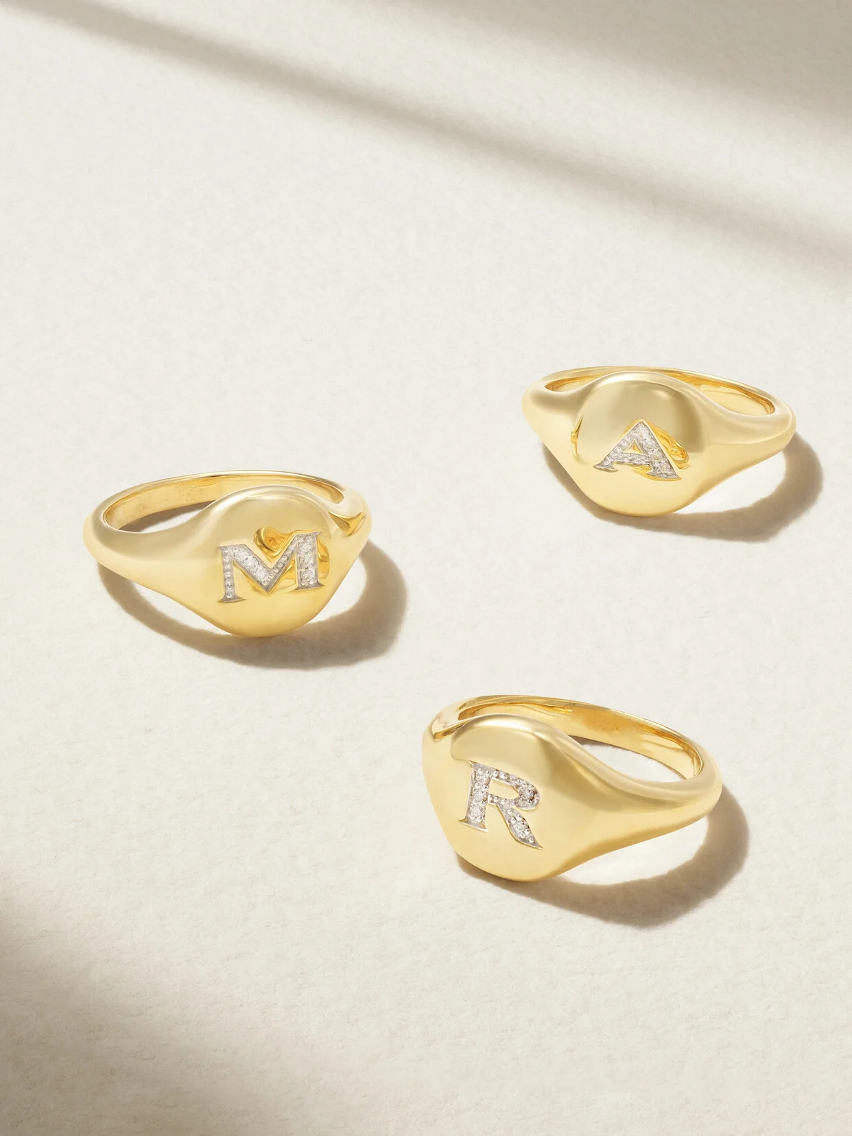 Initial 18-karat Gold Diamond Pinky Ring - 1