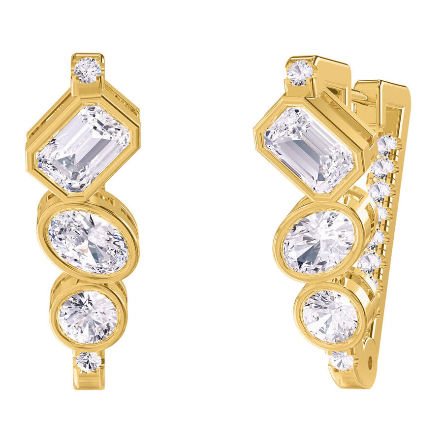 Diamond2Deal - Diamond2Deal 18k Vermeil Plated Silver 3.25 Ct Multi Shape Lab Grown Diamond Fancy Hoop Earrings VVS - 1