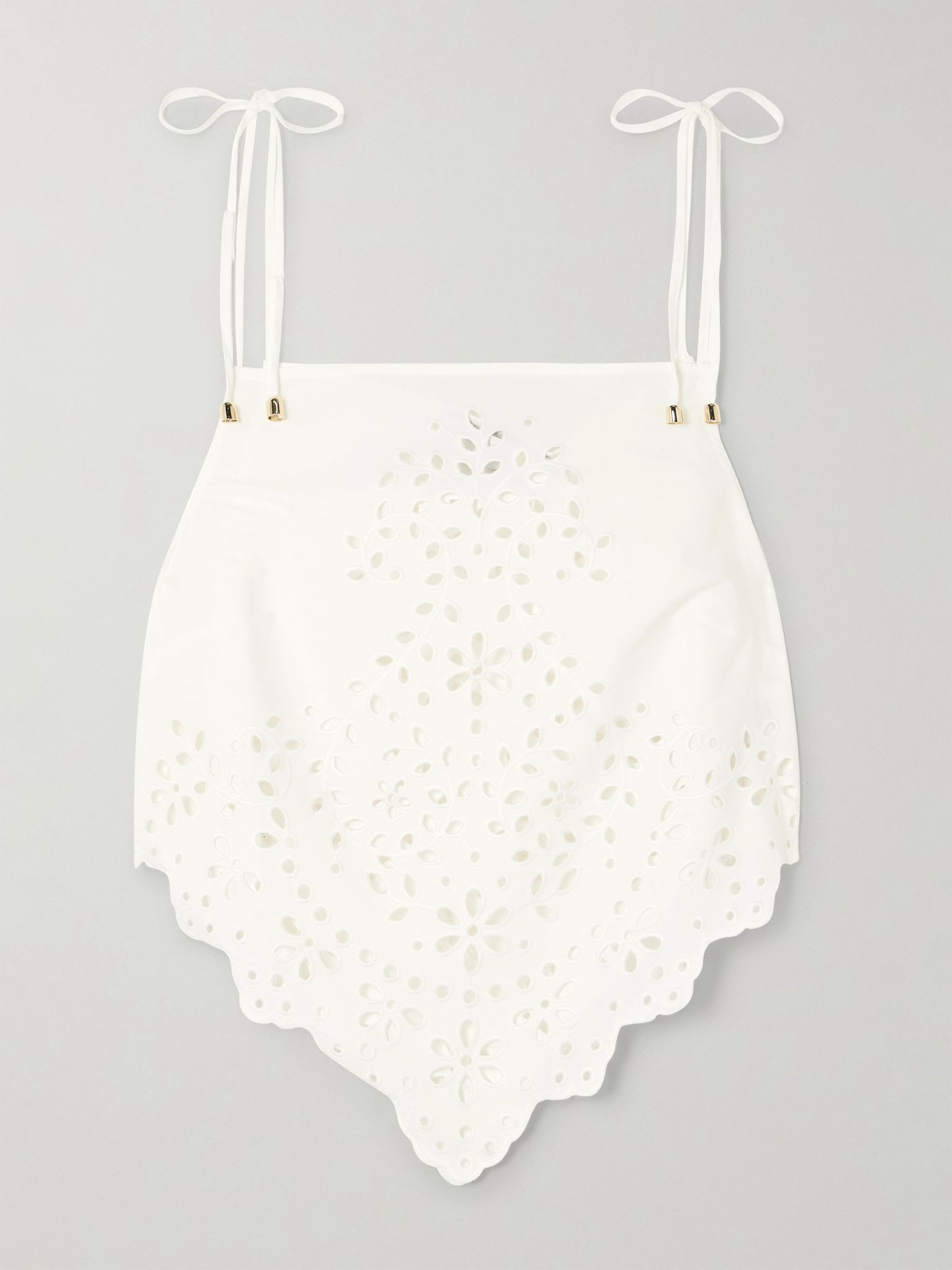 Cropped broderie anglaise cotton camisole White - 1