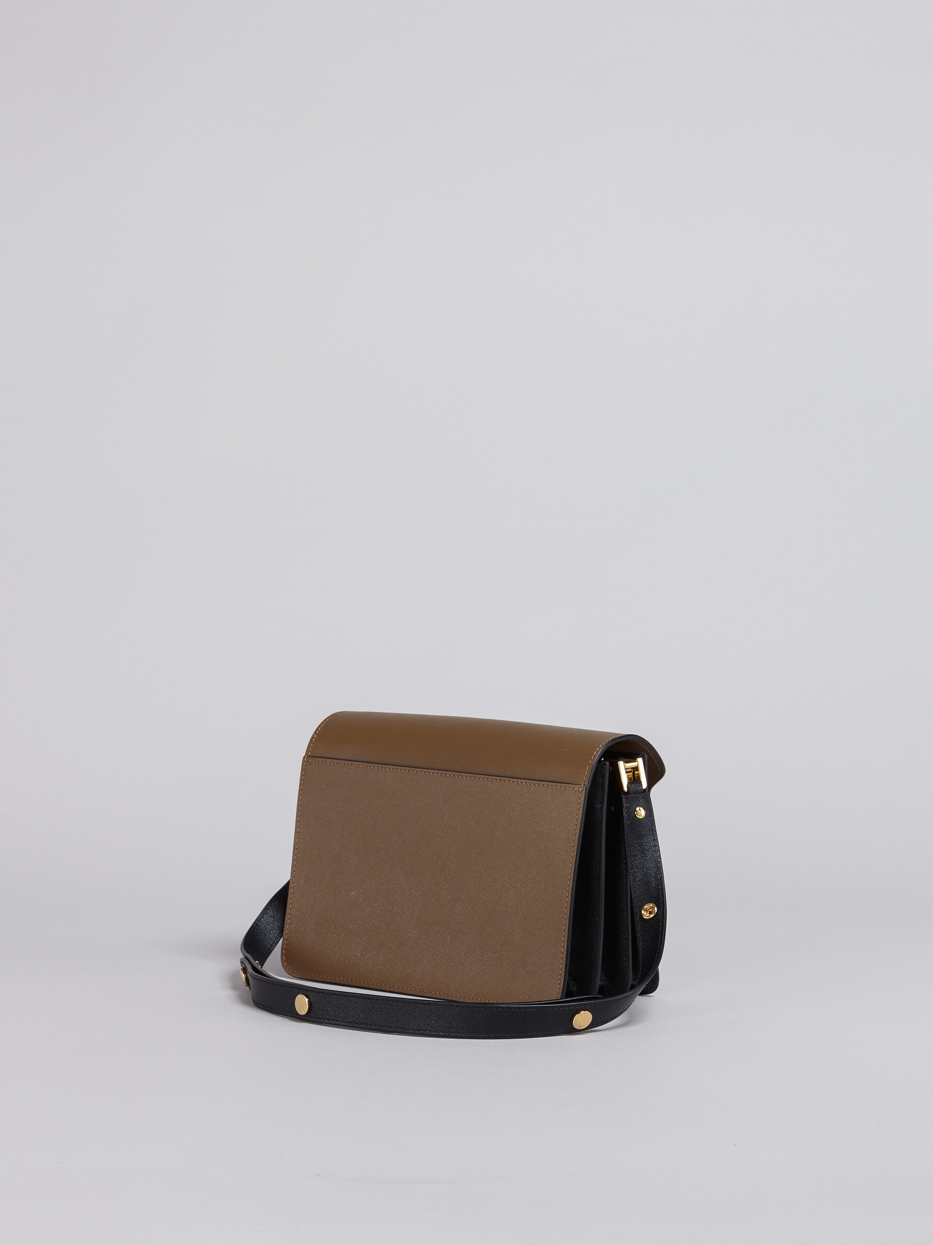 TRUNK MEDIUM BAG IN BROWN GREY AND BLACK SAFFIANO LEATHER - 2