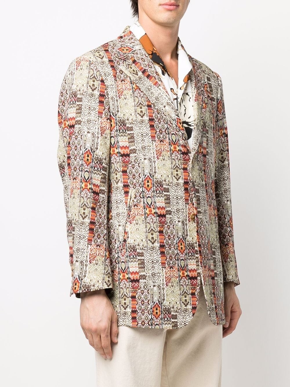 abstract-print single-breasted blazer - 3