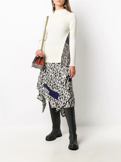 sacai letter-print asymmetric skirt outlook