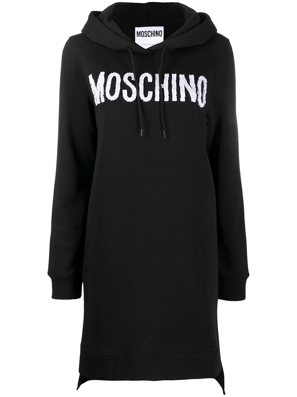 logo print hooded dress - 1