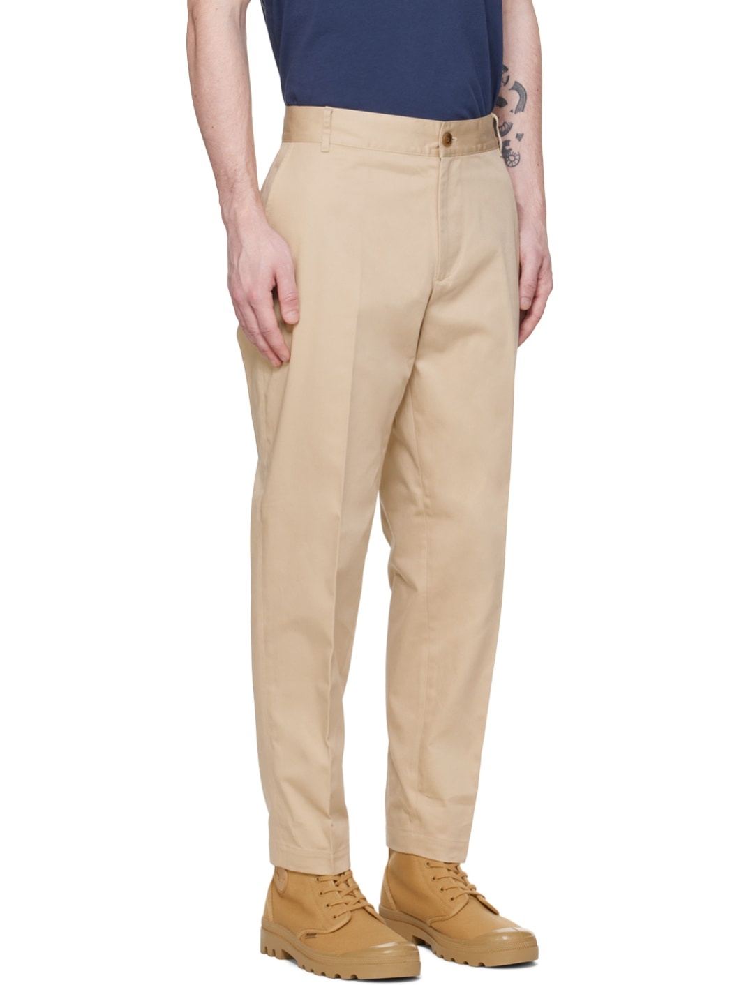 Beige Straight Trousers - 2