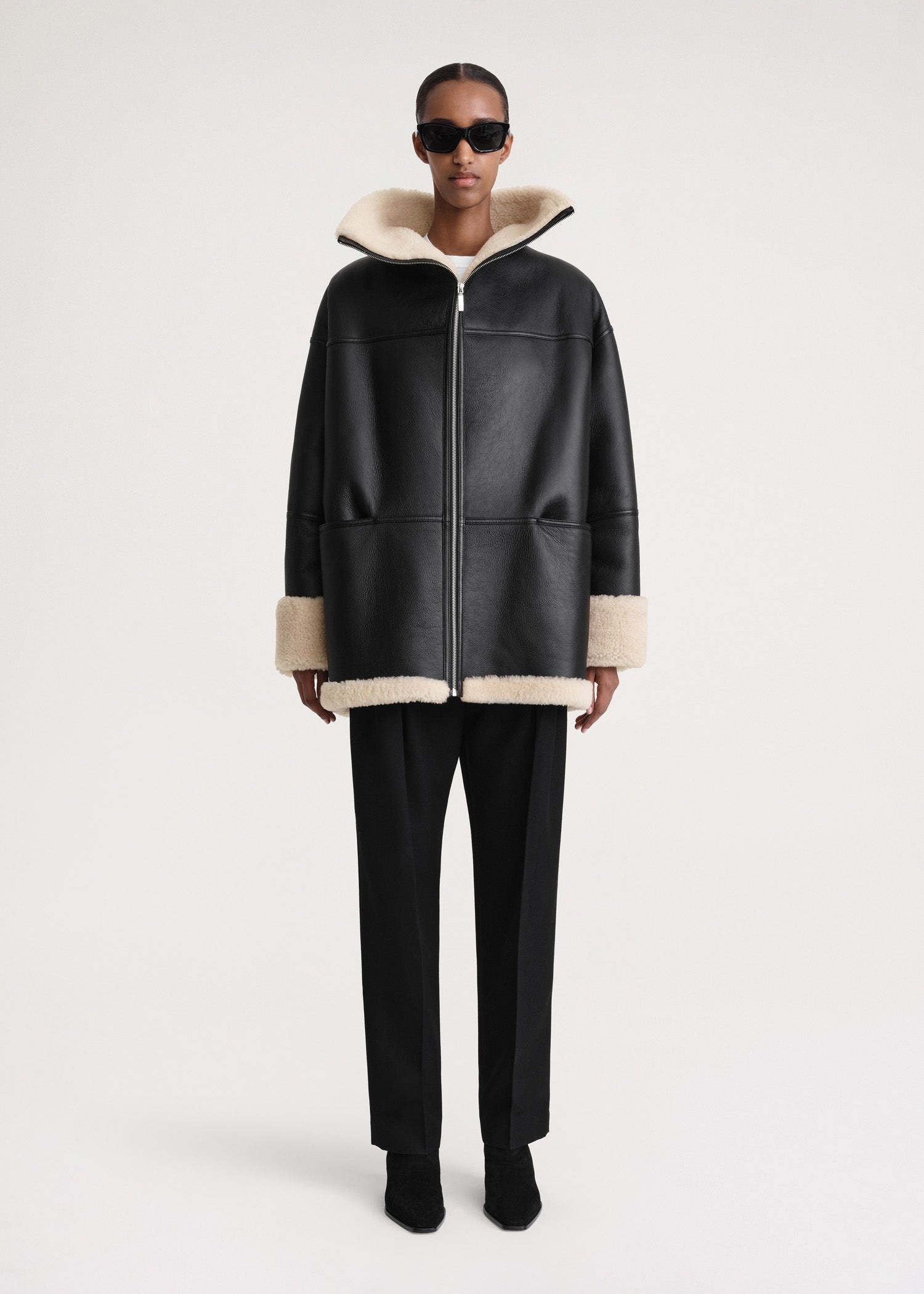 Signature shearling jacket black/off-white - 2