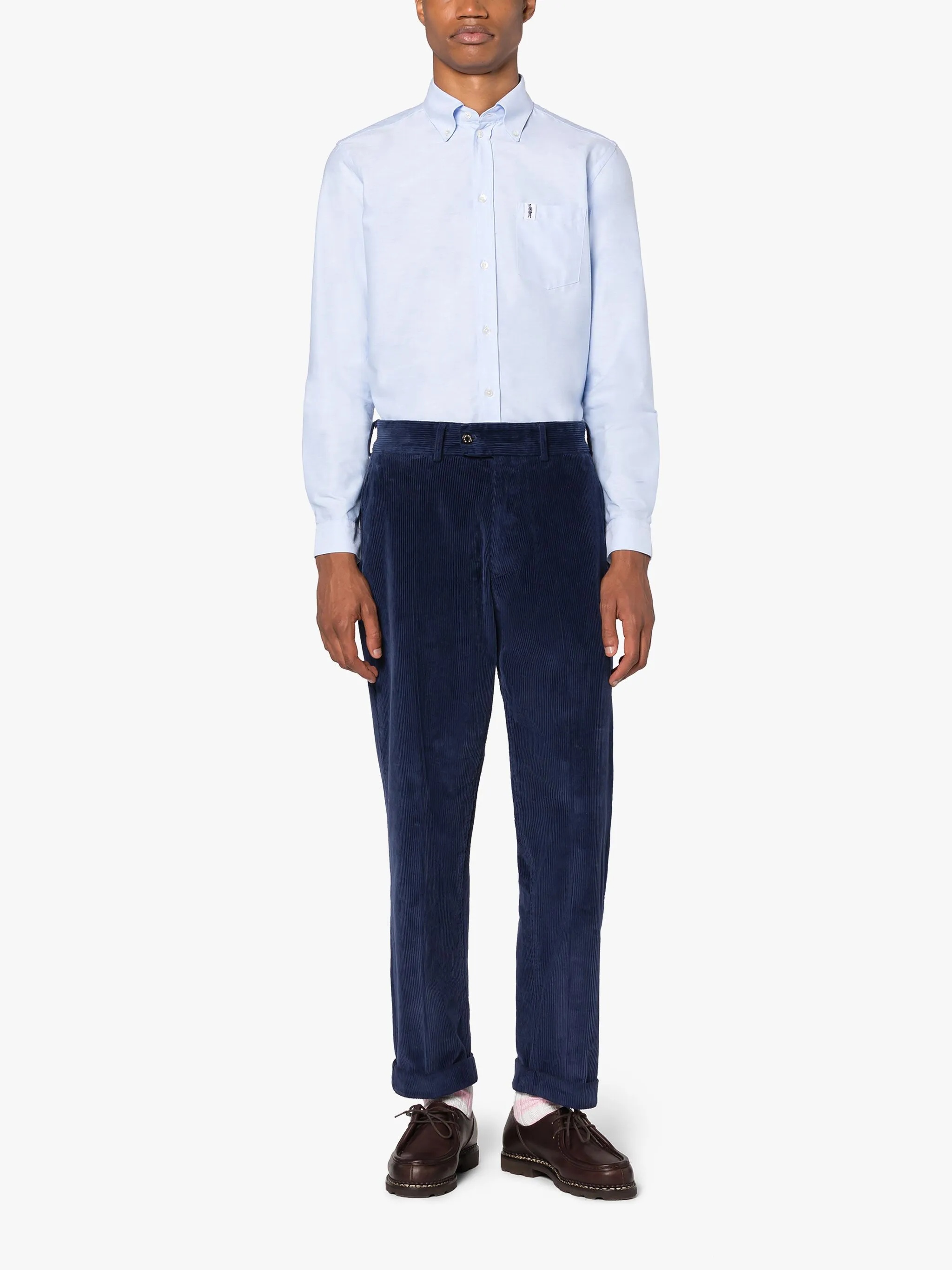NAVY CORDUROY COTTON CHINO TROUSERS - 2