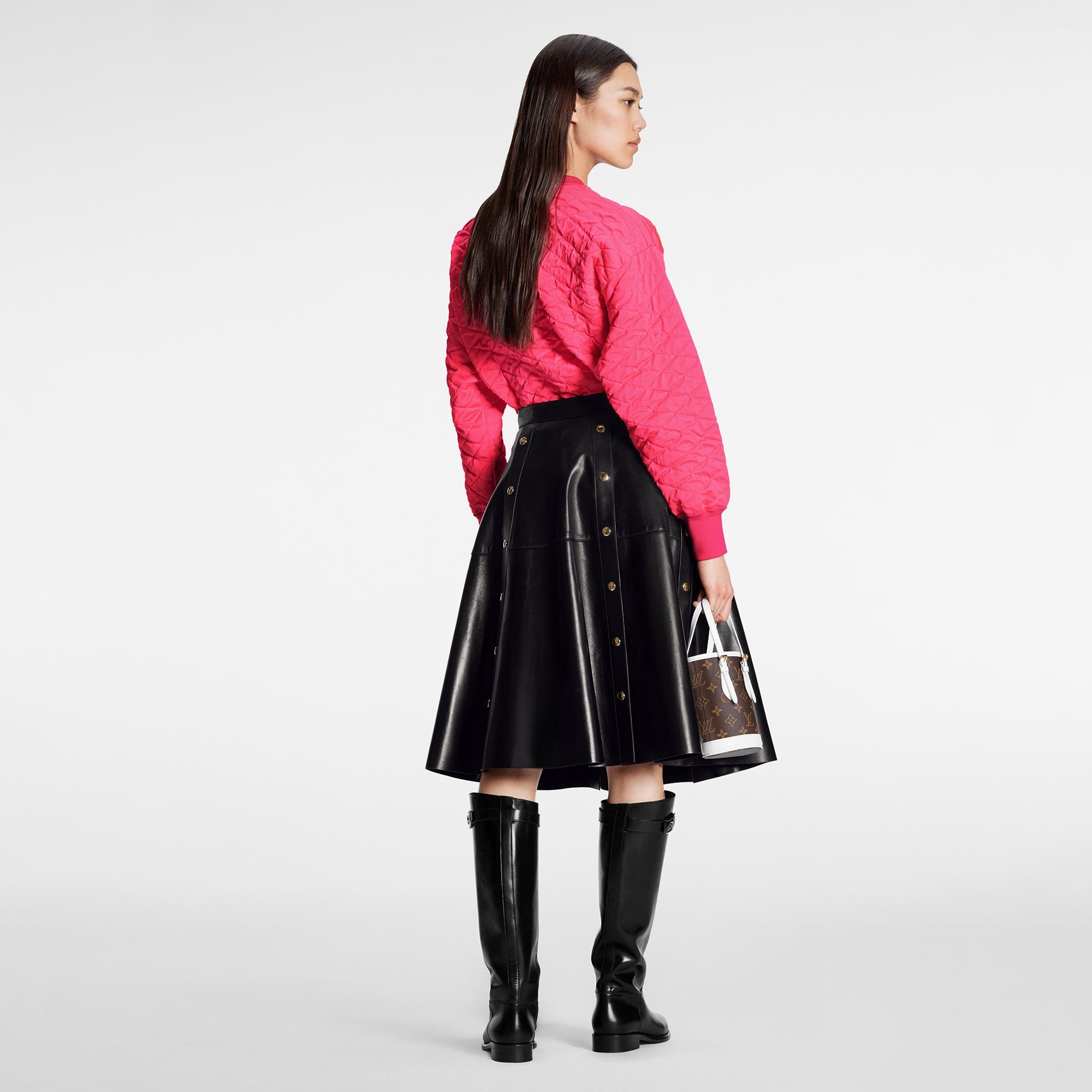Snap Button Leather Skirt - 3