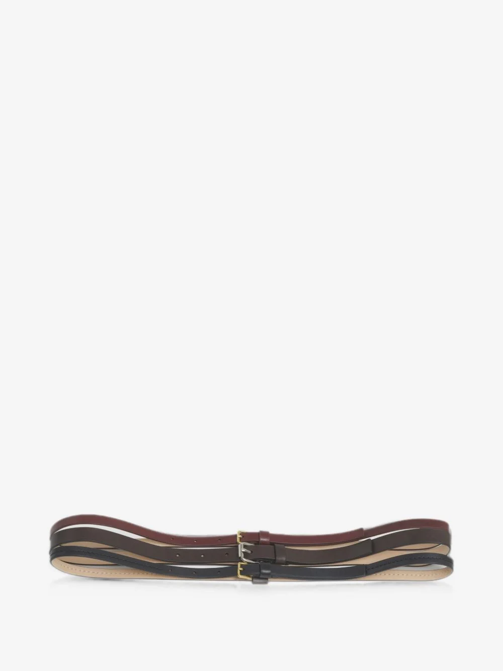 red, brown and black triple-strand leather belt - 1
