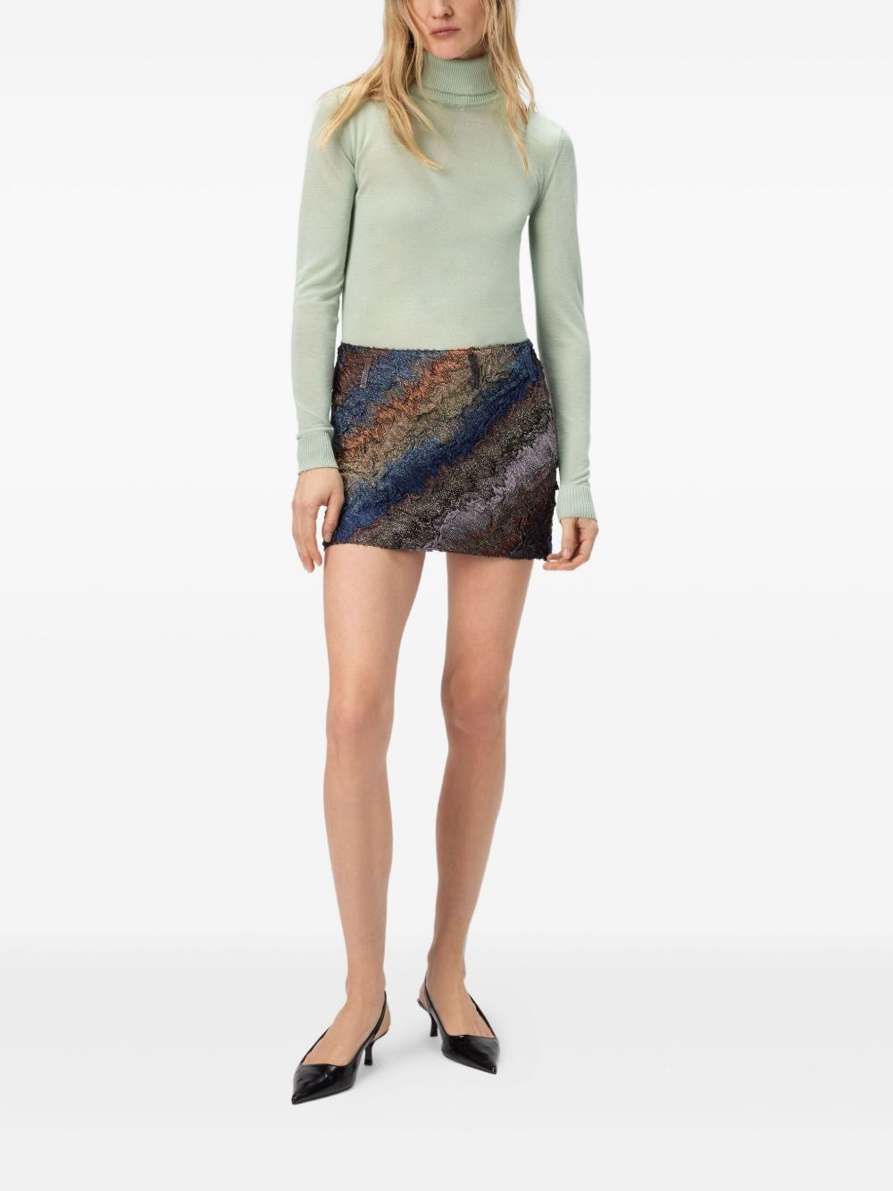 textured striped mini skirt - 2