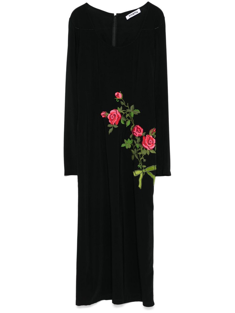 floral-embroidered midi dress 1