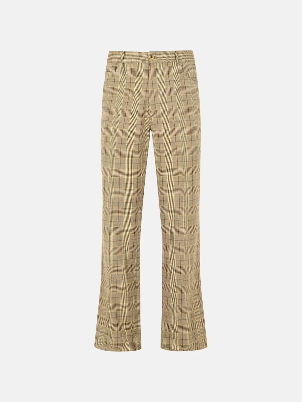 BEIGE VIRGIN WOOL BLEND TROUSERS - 1