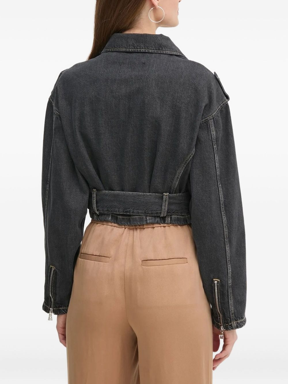 belted denim jacket - 2