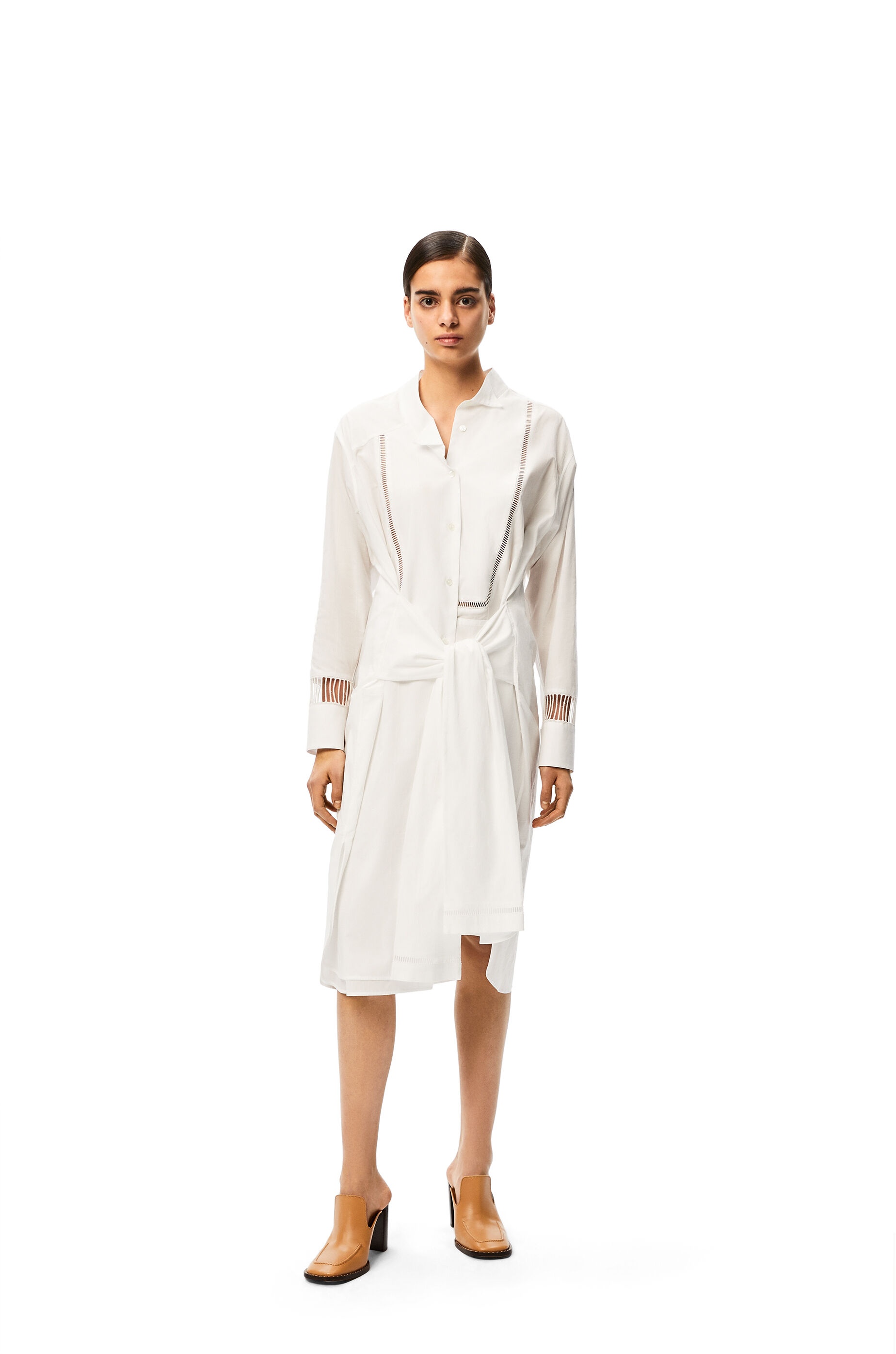 Asymmetric jour echelle shirtdress in cotton - 2