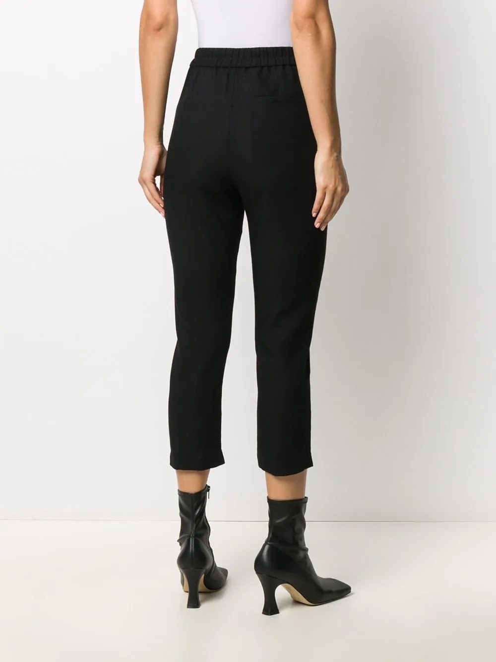 elasticated waistband cropped trousers - 4