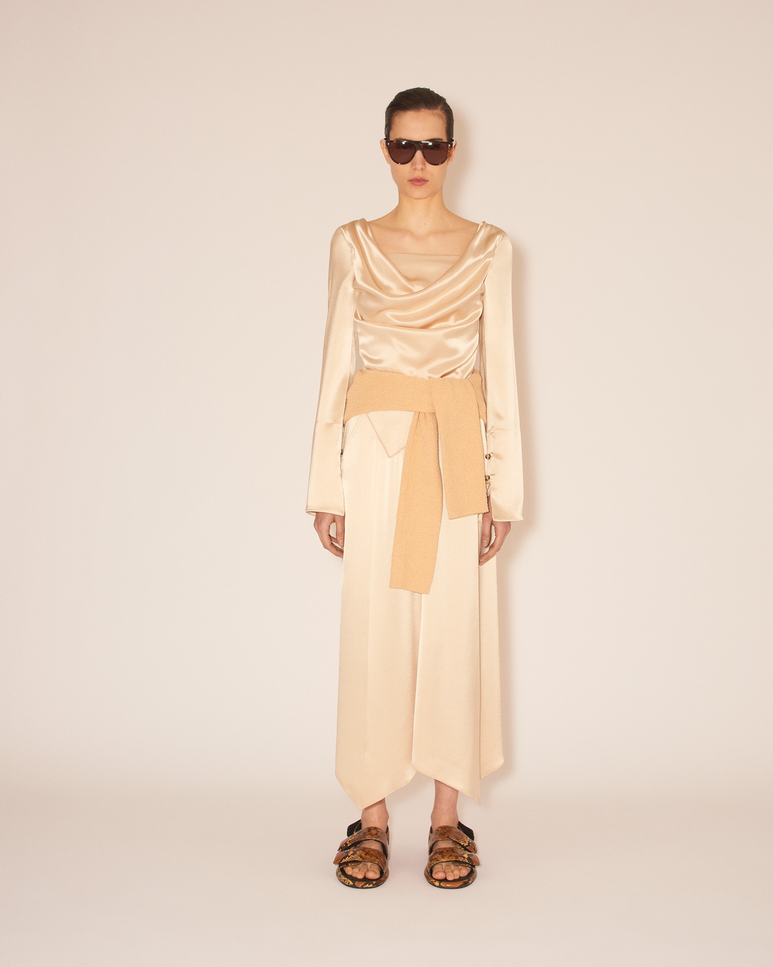 BINTOU - Long sleeve top with draped front detail - Pearl - 3