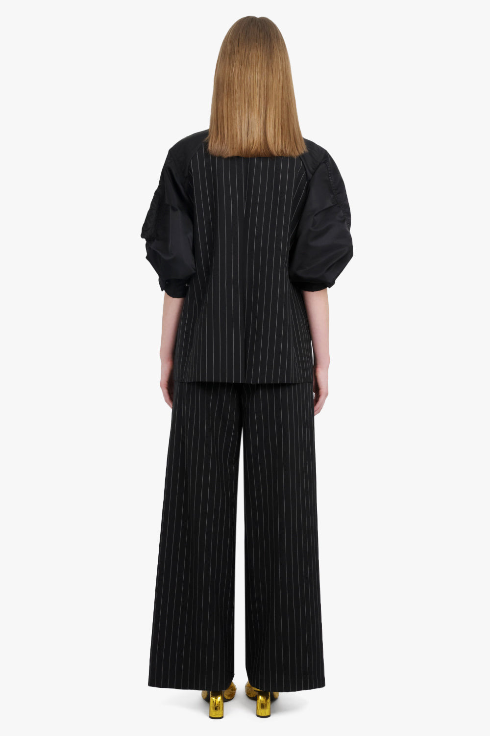 HIGH WAISTED STRAIGHT LEG STRIPE PANT | BLACK/WHITE - 5