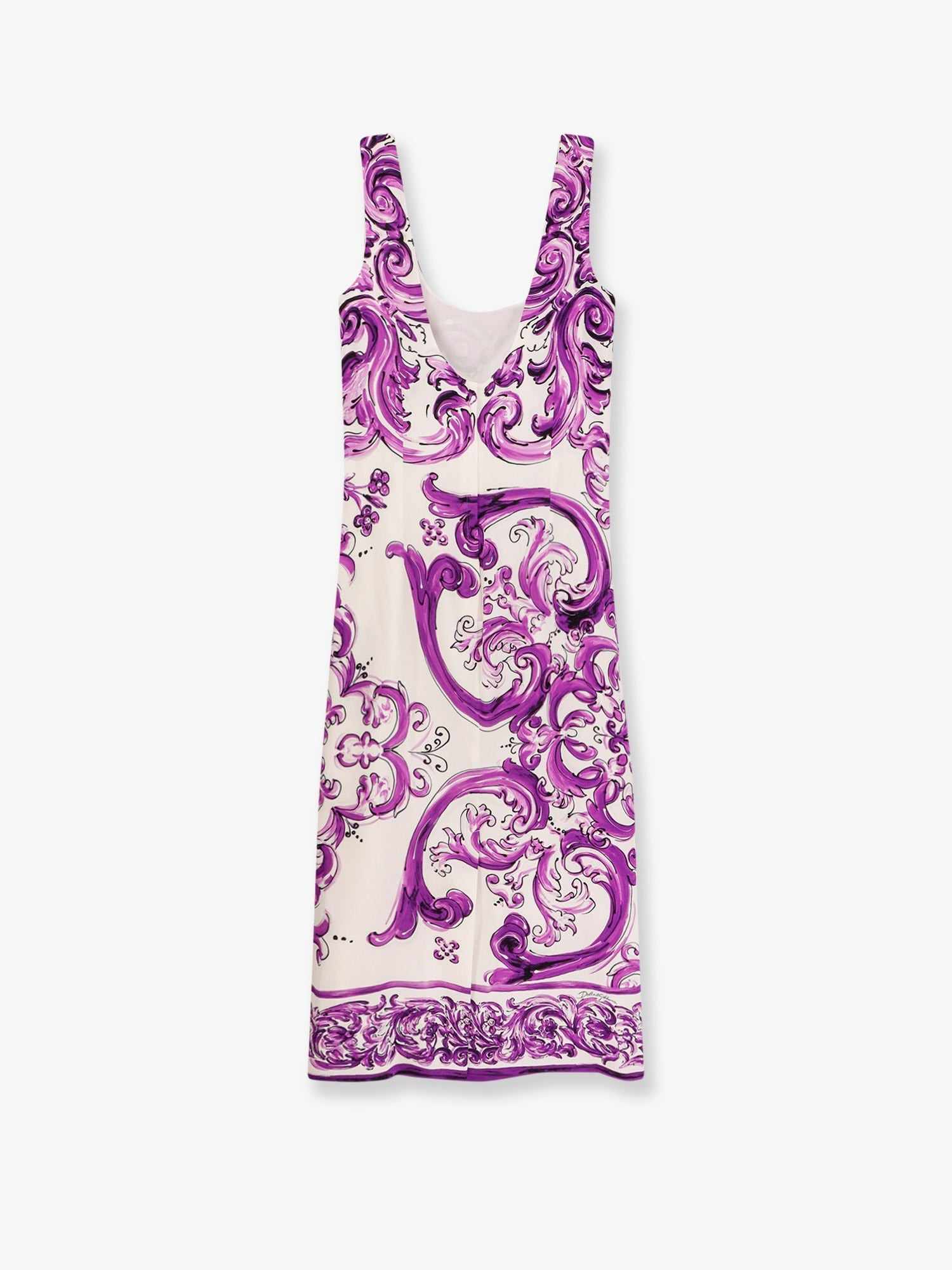 Dolce & Gabbana Women Silk Midi Pencil Dress With Maiolica Print - 4