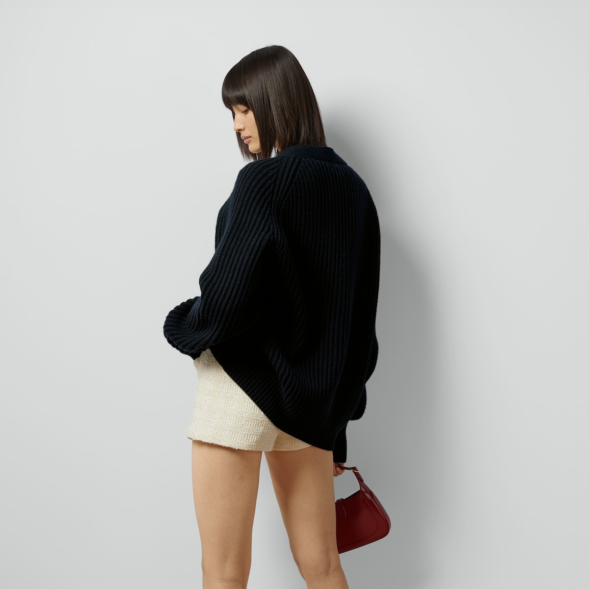 Rib stitch wool cardigan - 6