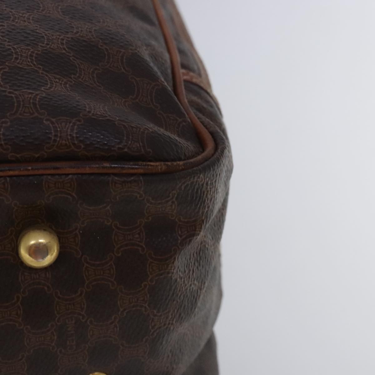 CELINE Macadam Canvas Hand Bag Pvc Leather Brown Gold - 15