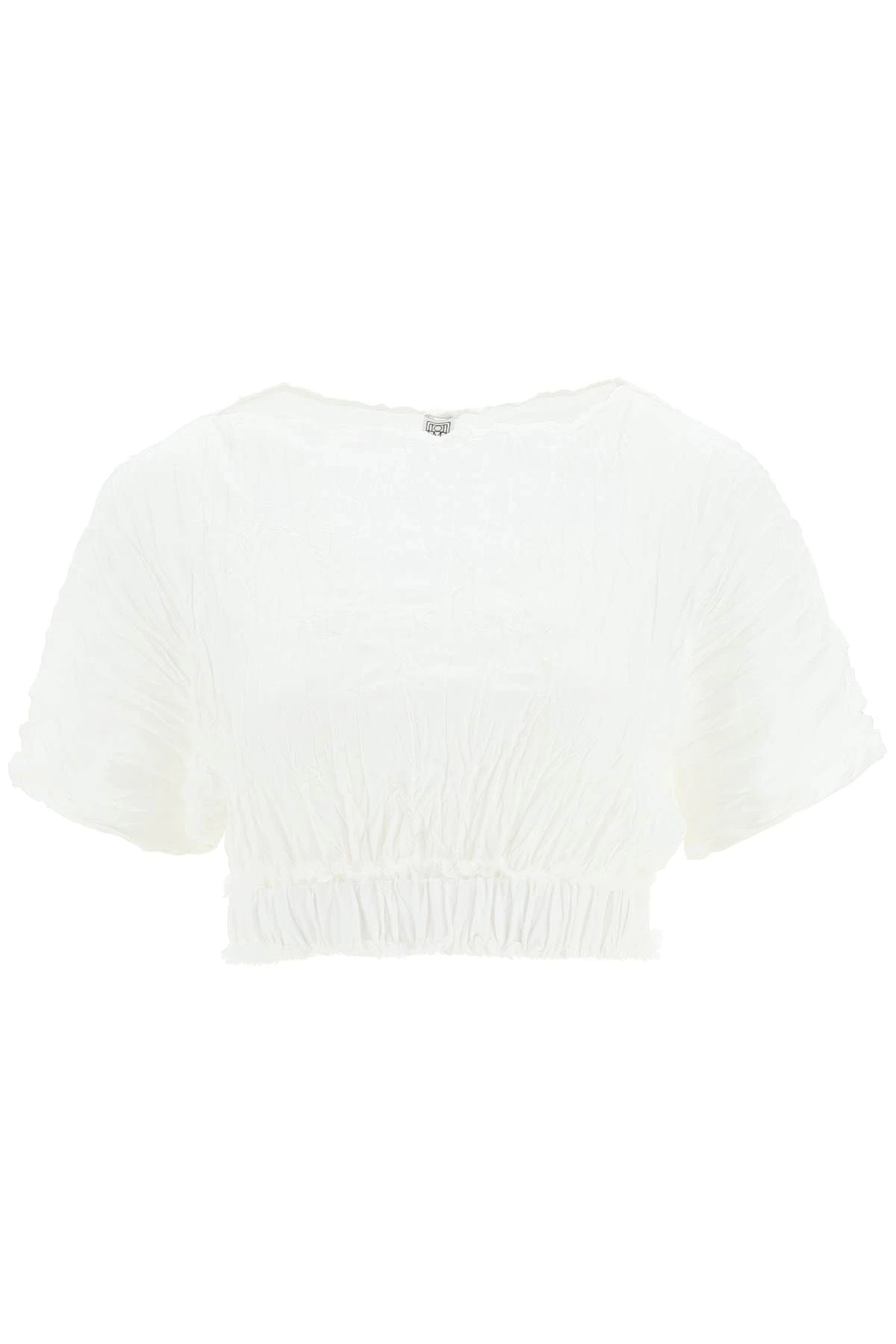 CRINKLED SILK CROP TOP - 1