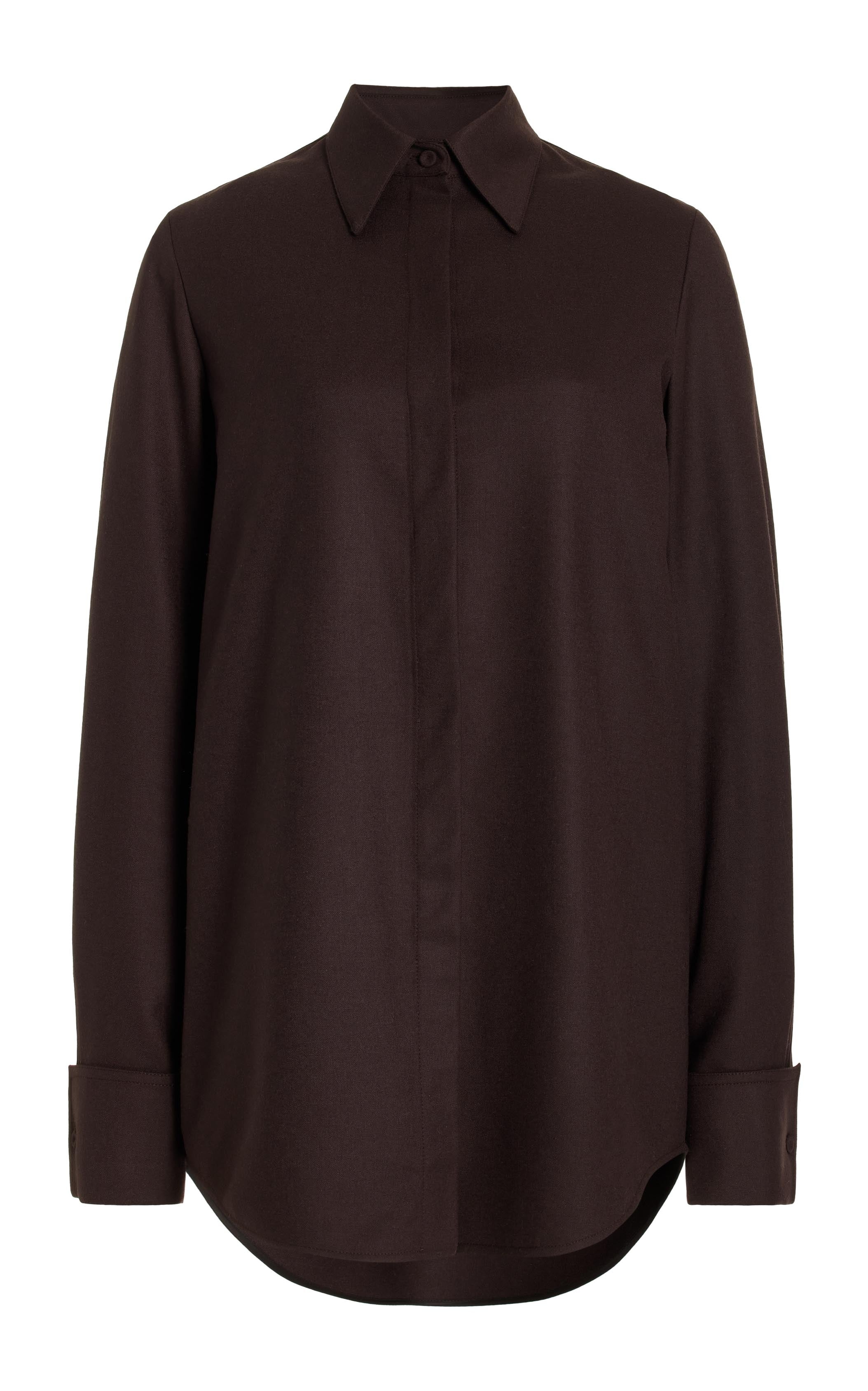 Etlin Shirt in Chocolate Superfine Wool - 1
