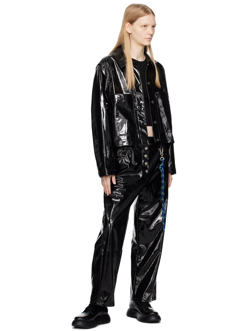 Song for the Mute Black Straight-Fit Faux-Leather Trousers outlook