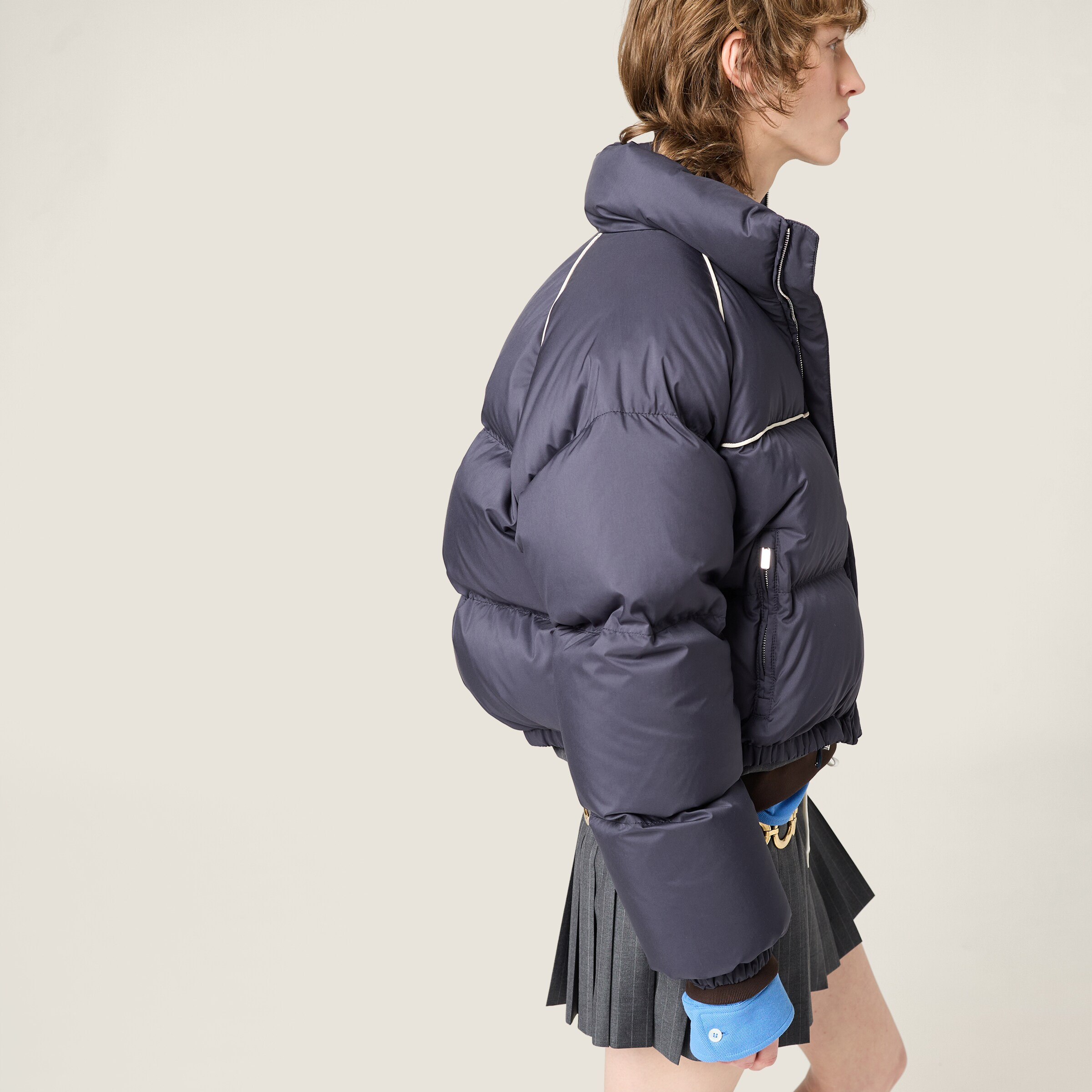 Technical pongé down jacket - 6
