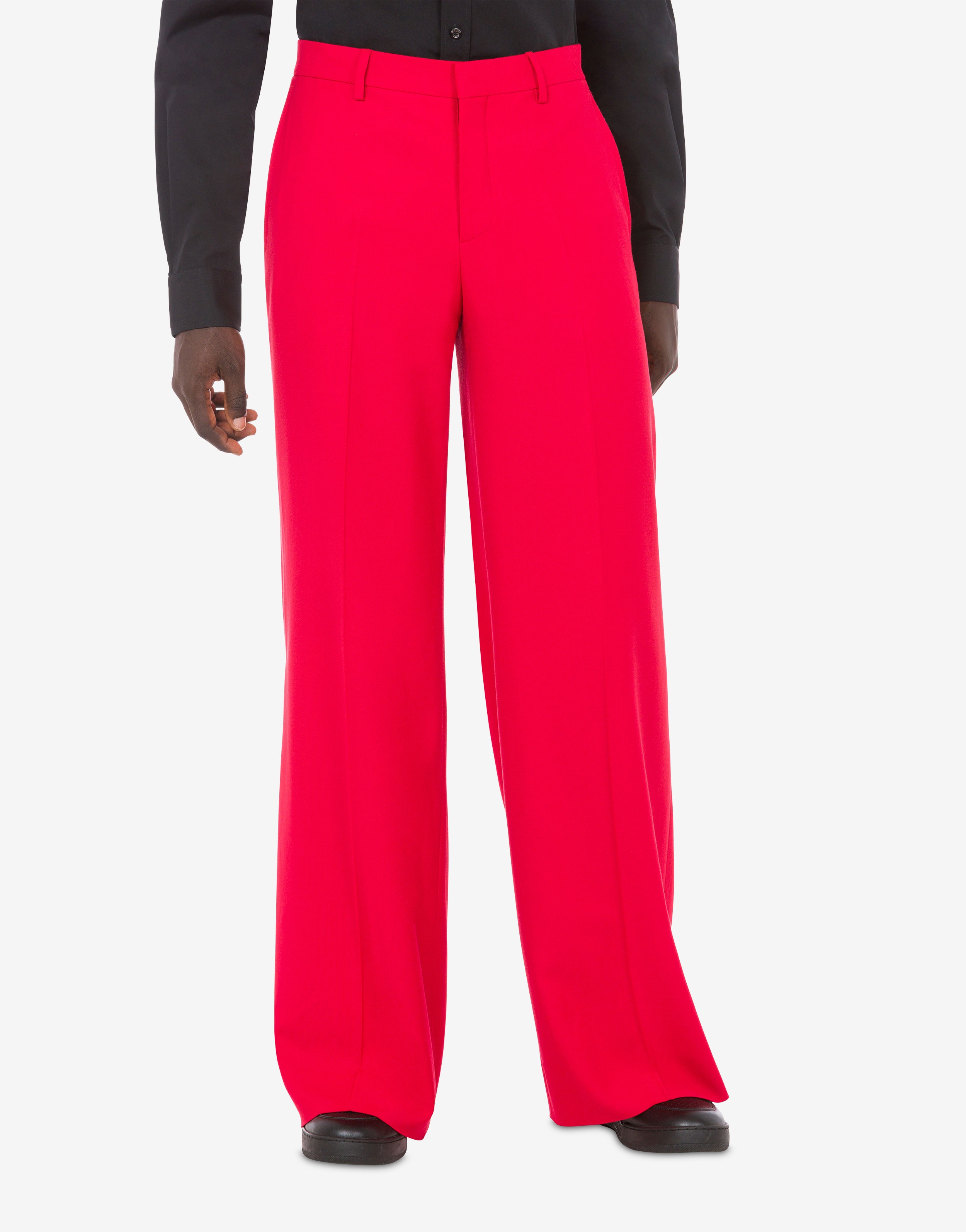 STRETCH GABARDINE WIDE TROUSERS - 4