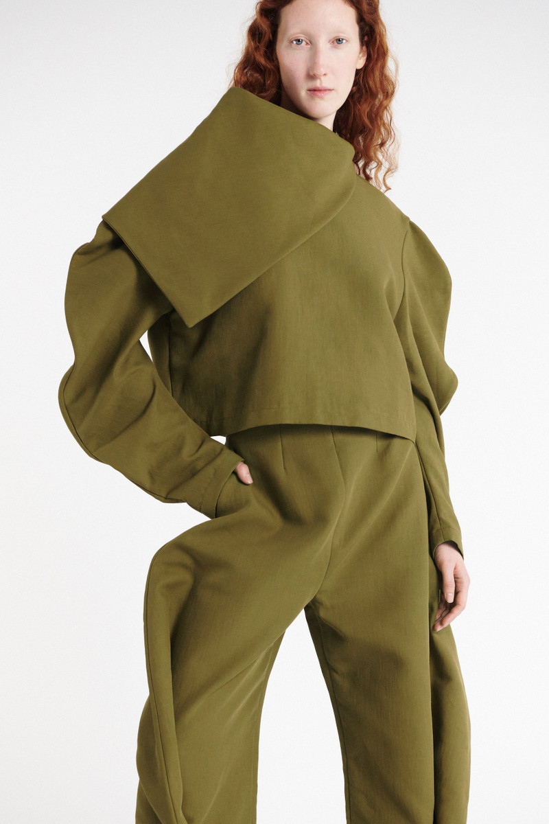 HIGH RISE ROUNDED PANT KHAKI GREEN 5