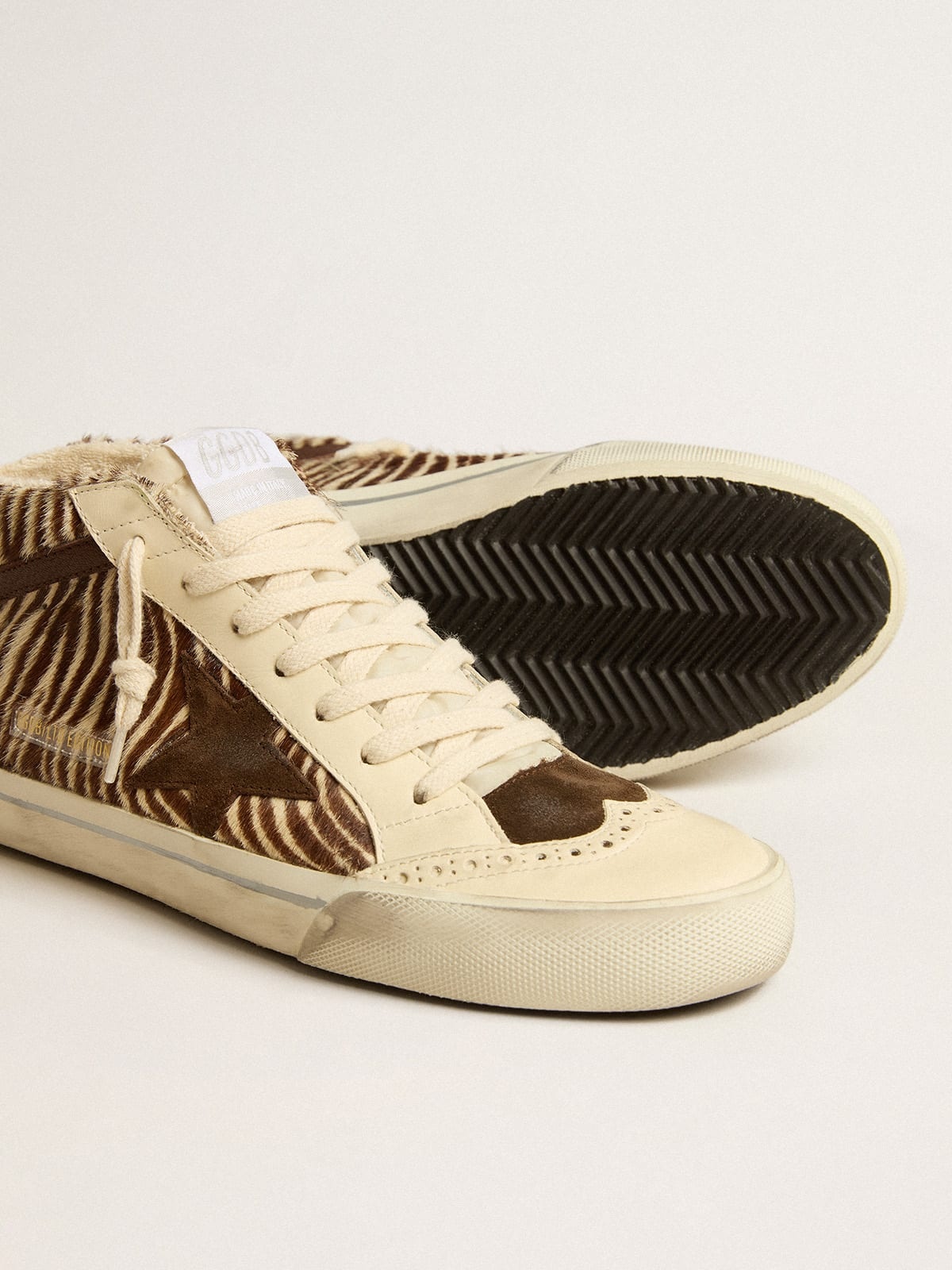 Mid Star in zebra-print pony skin with suede star and brown flash - 3