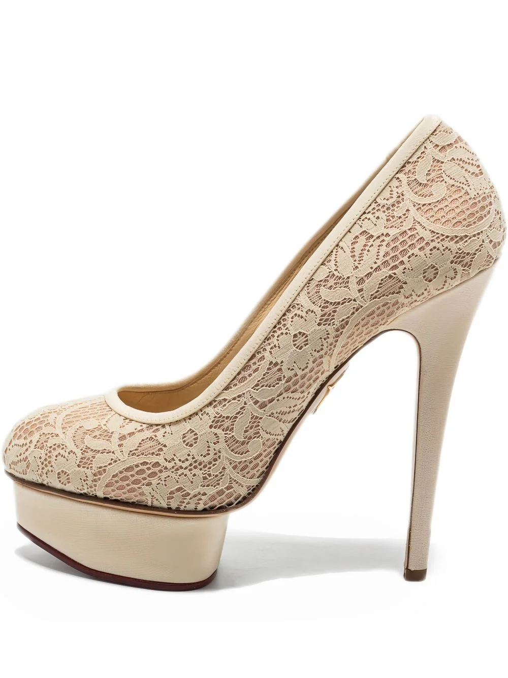145mm lace-embellished pumps - 1