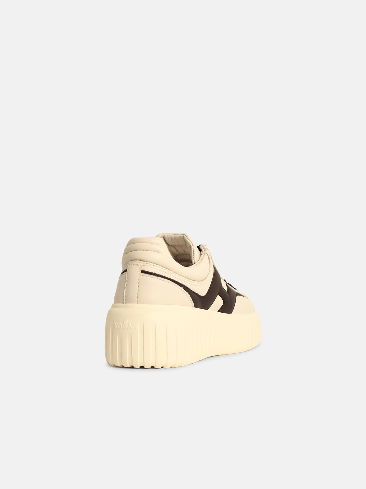 'H-STRIPES' IVORY LEATHER SNEAKERS - 3