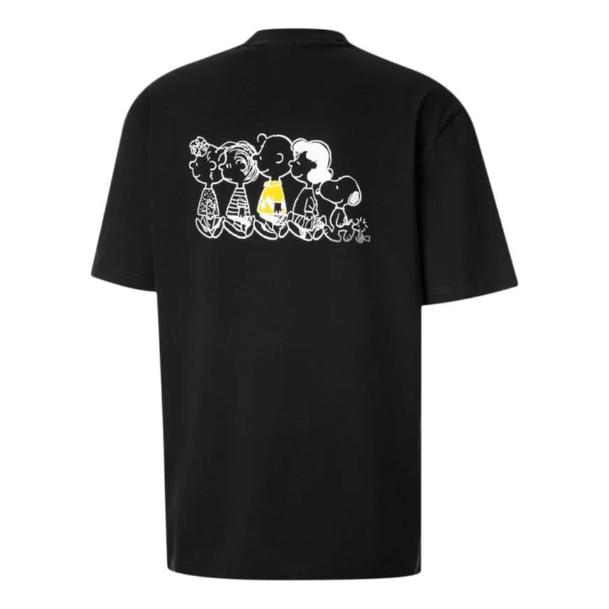 PUMA x Peanuts Crossover Cartoon Pattern Printing Sports Short Sleeve Black 530616-01 - 1