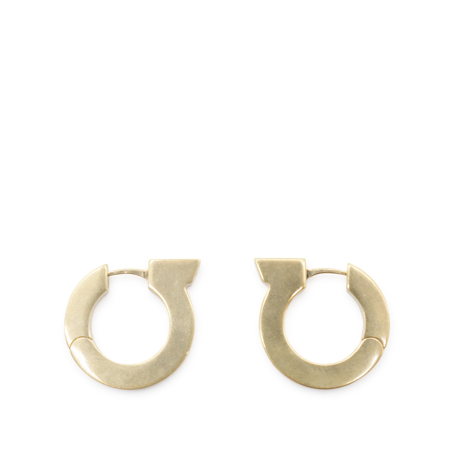 GOLD BRASS HOOP GANCINI EARRINGS - 1