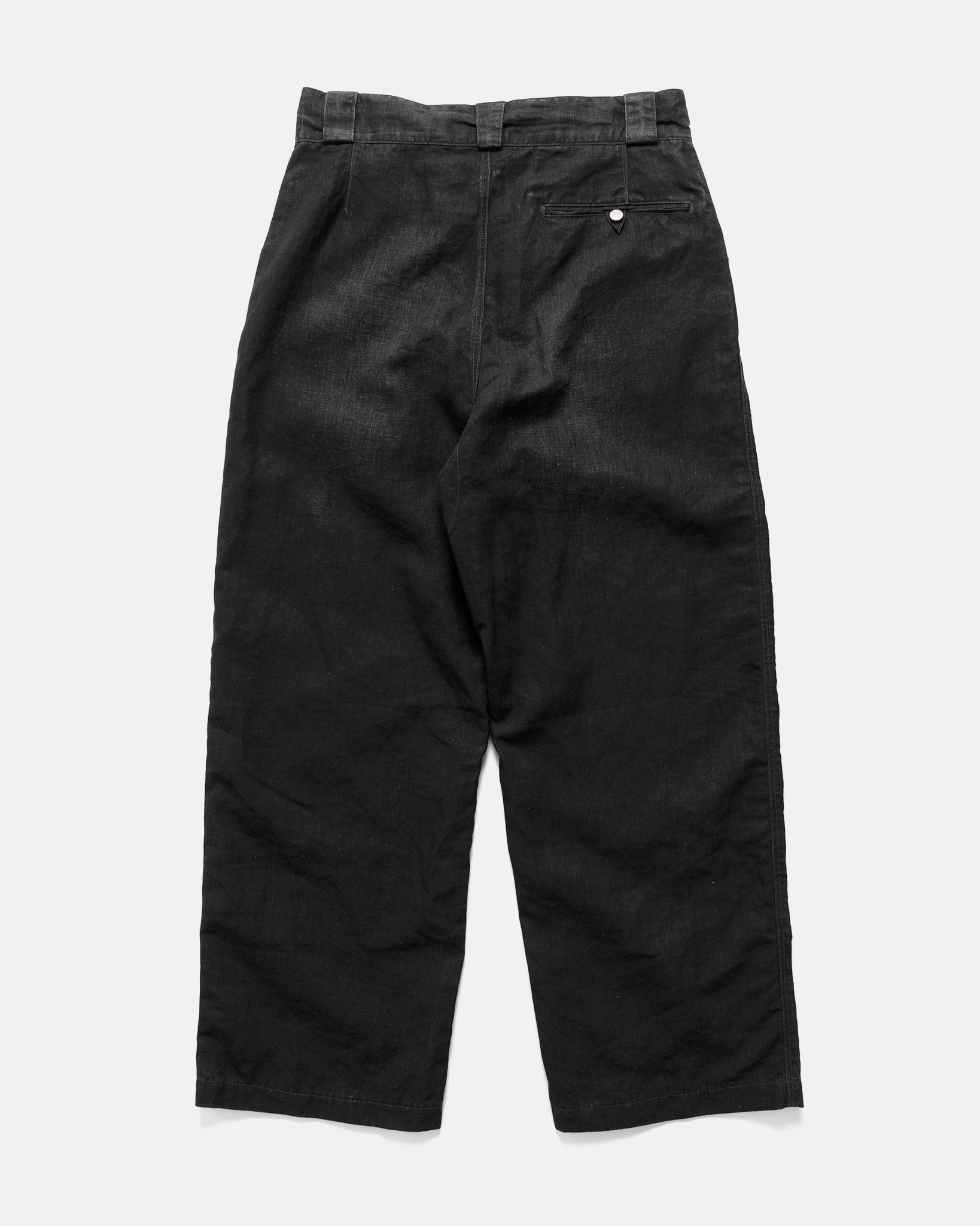 Vintage Black Linen Trousers Black - 5