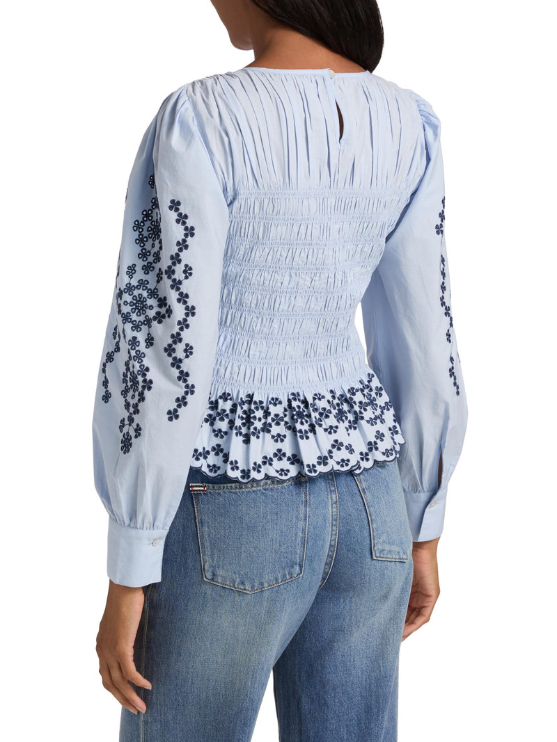 Women's Tabi Broderie Anglaise Smocked Top - Blue Bird 5