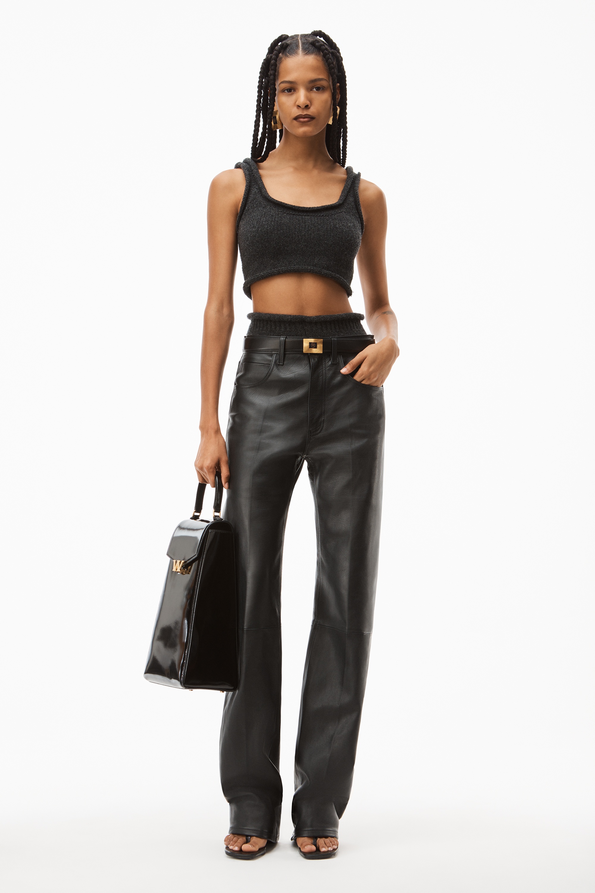MID RISE STACKED PANT IN MOTO LEATHER - 2