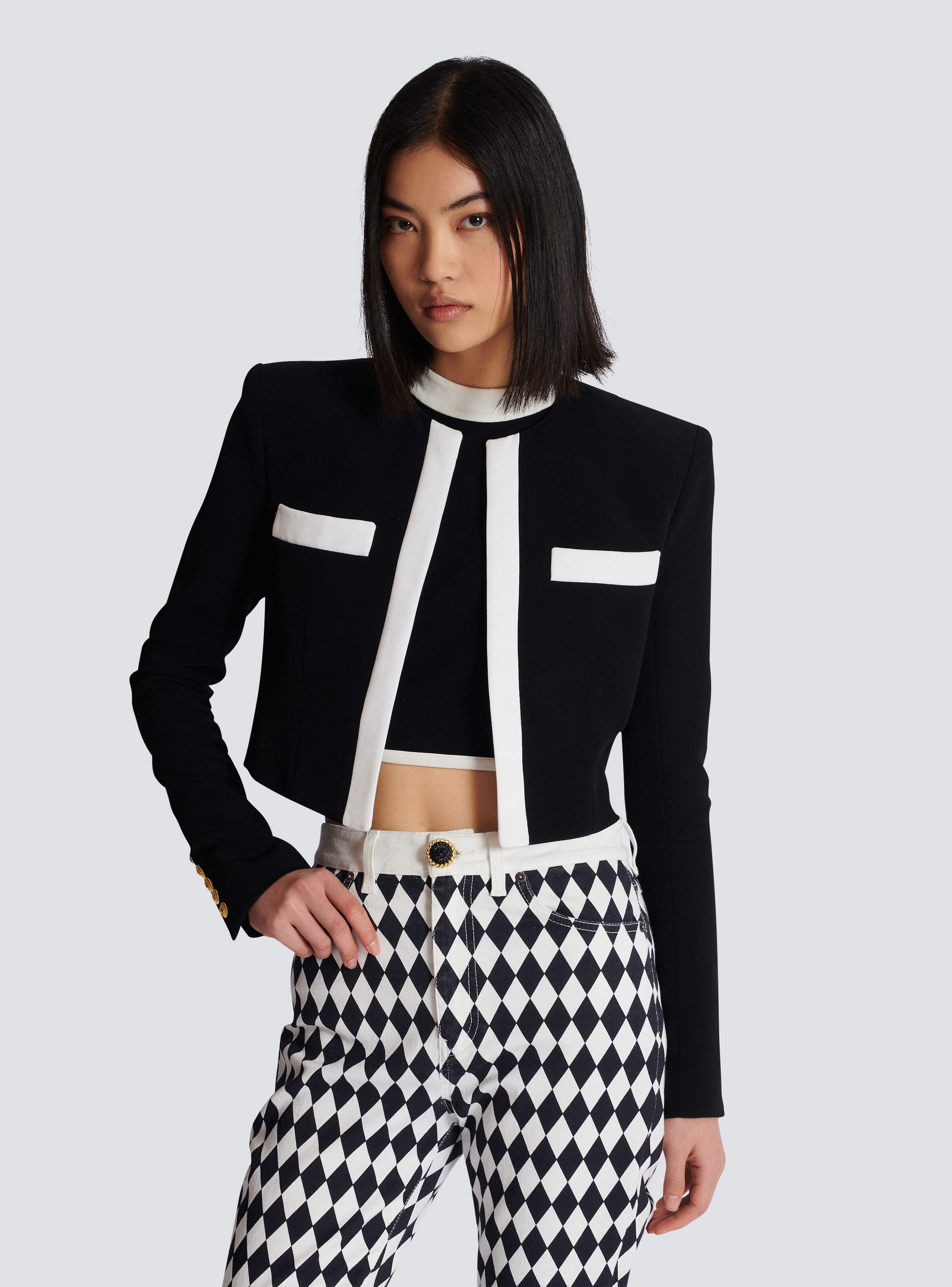 Two-tone crepe Spencer jacket - 6