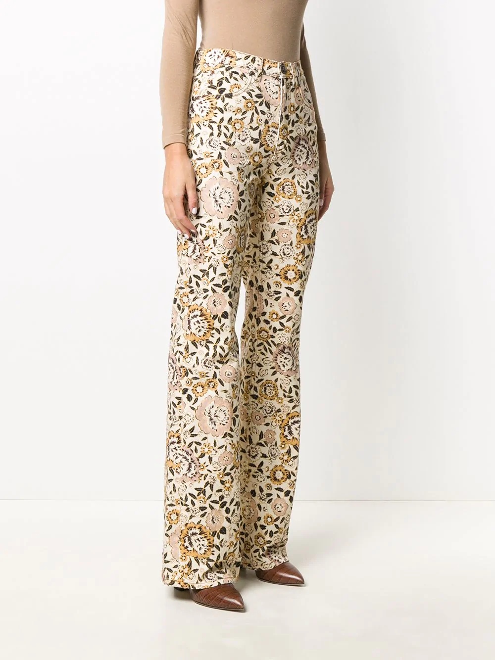 floral print flare jeans - 3