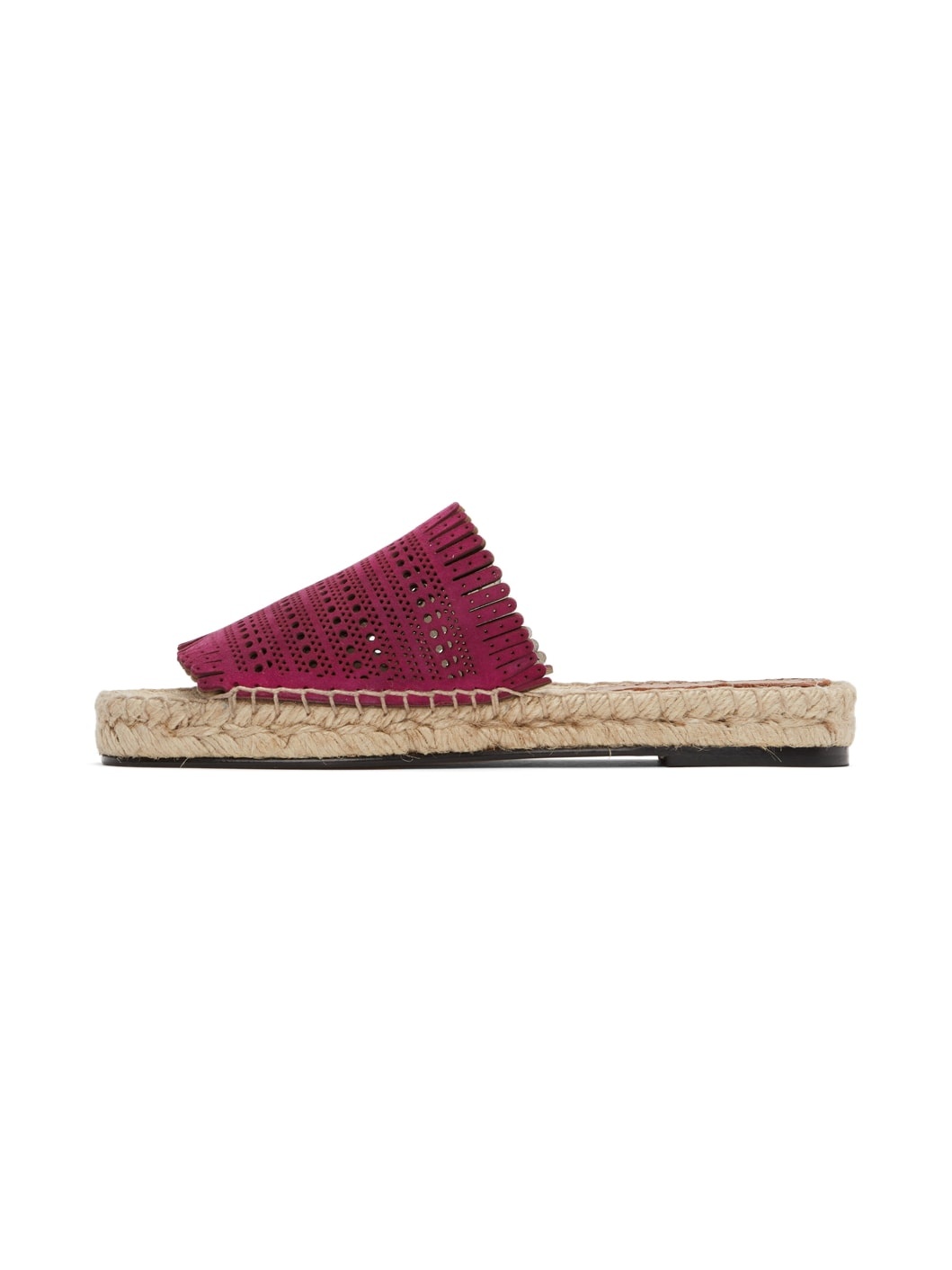 Pink Suede Openwork Flat Sandals - 3
