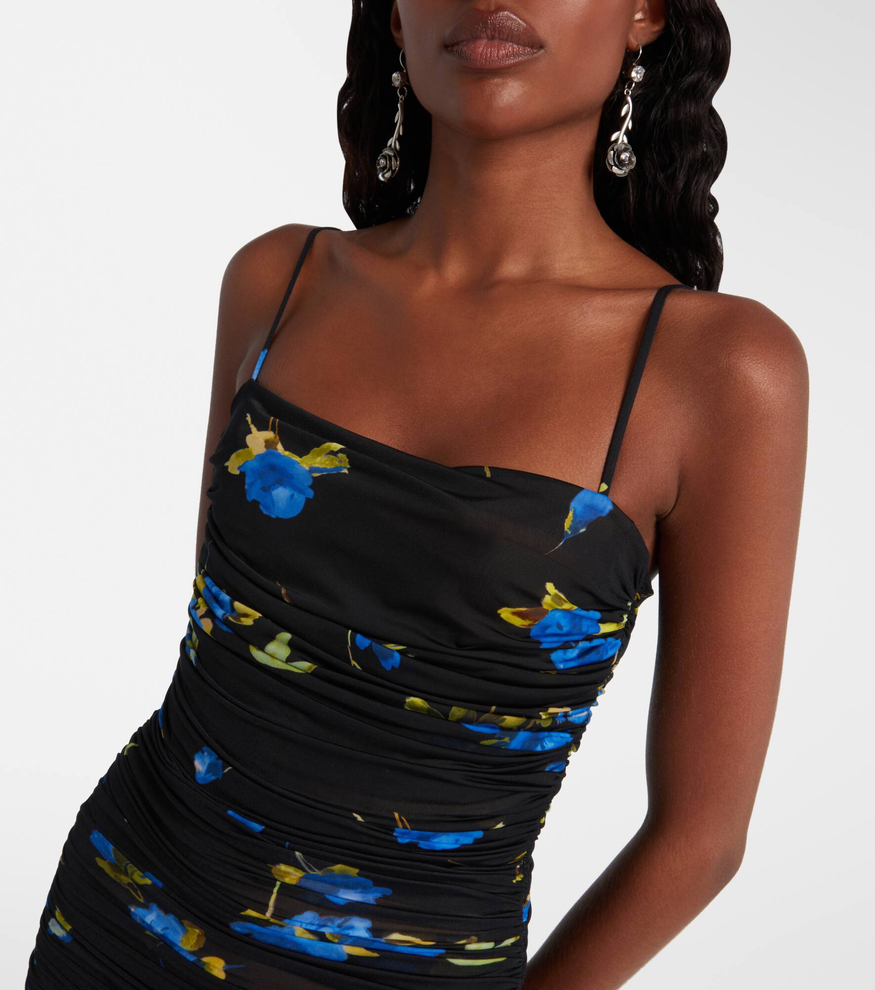 Floral draped jersey maxi dress - 4