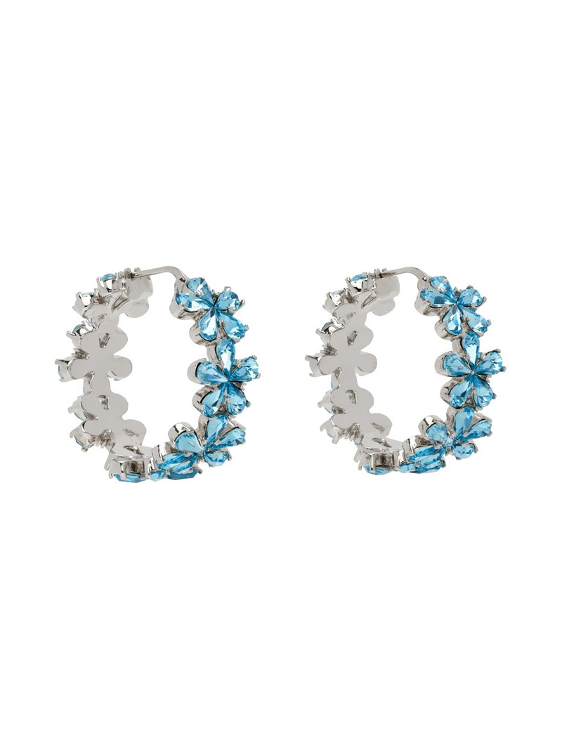 Amina Muaddi Silver & Blue Lily Hoop Earrings outlook