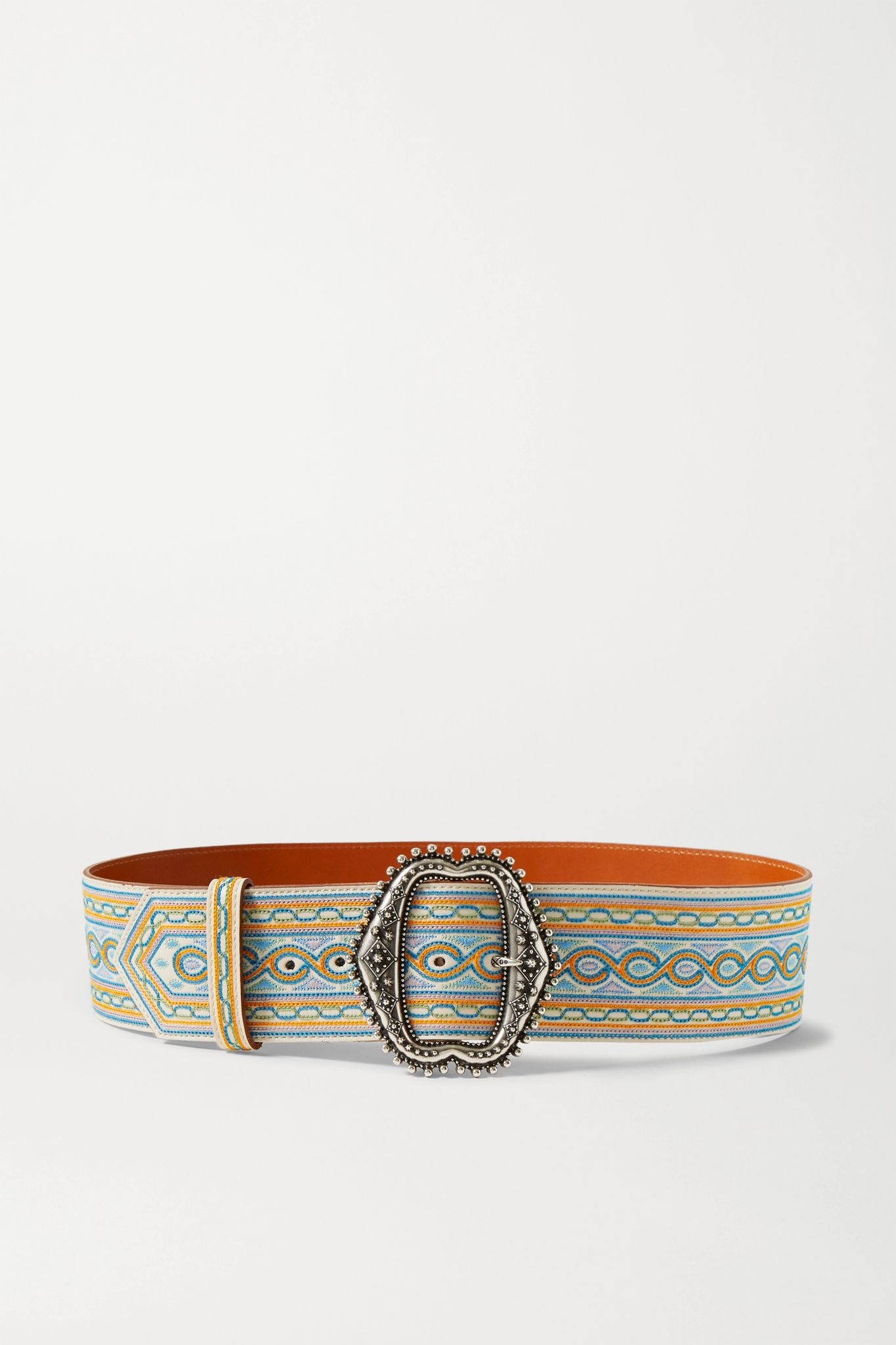 Embroidered leather belt - 1