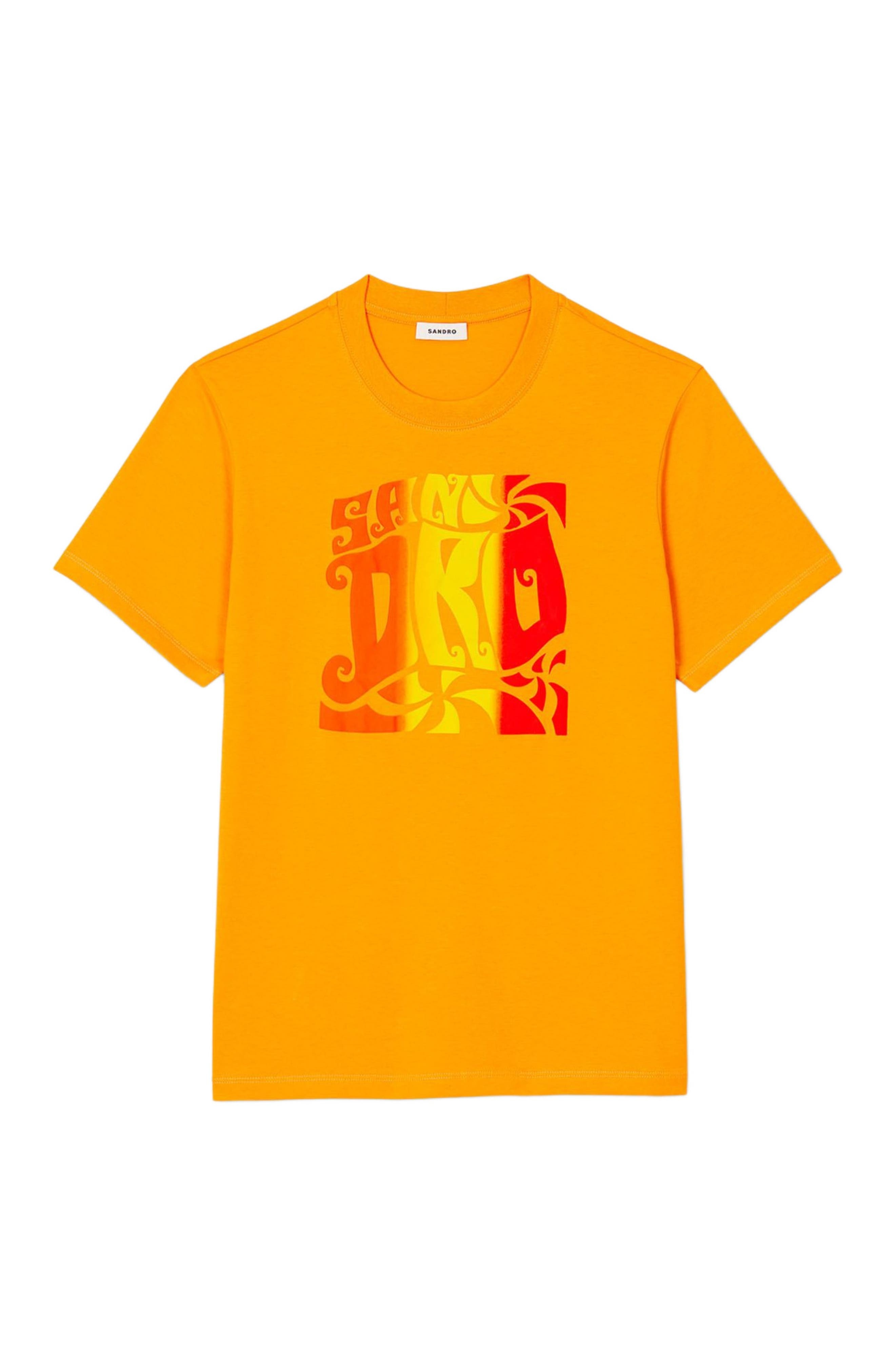 SANDRO Wave print cotton T-shirt in Mandarin. at Nordstrom - 5