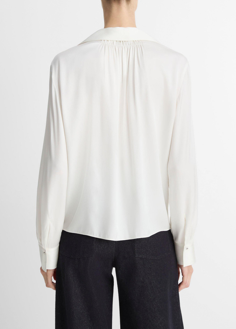 Vince Smocked Silk-Blend Long-Sleeve Blouse outlook