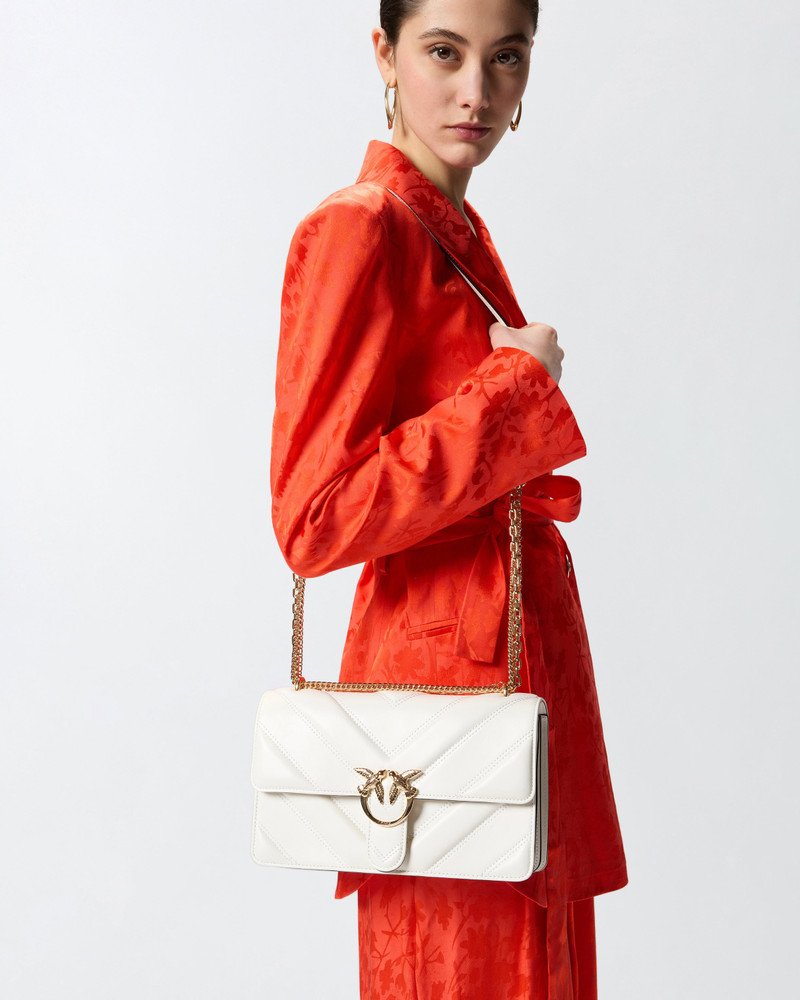 LOVE BAG ONE MEDIUM SHOULDER BAG IN CHEVRON LEATHER AND NAPPA WITH TRIPLE CHAIN 6
