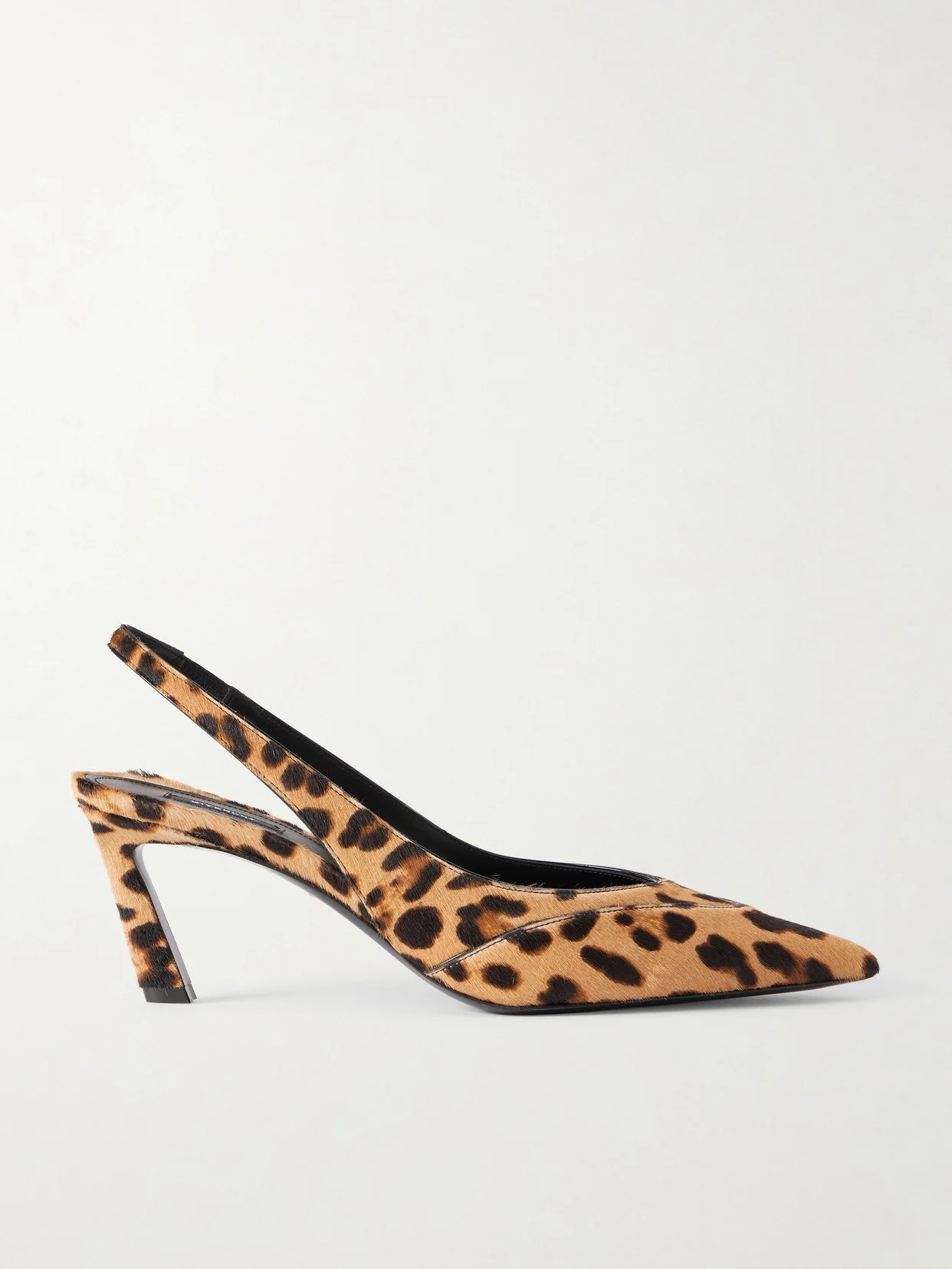 Leopard-print Calf-hair Slingback Pumps - 1
