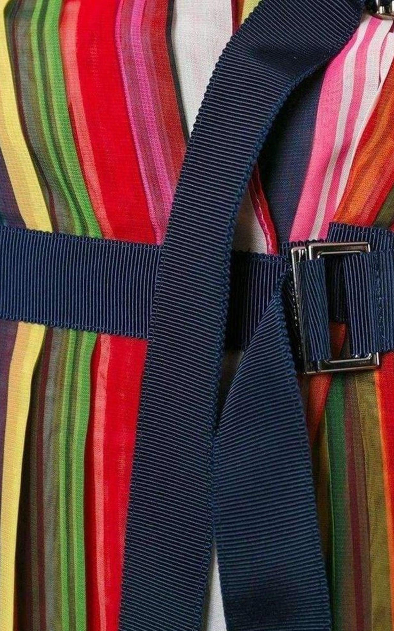 Multi Coloured Striped Midi Skirt - 5