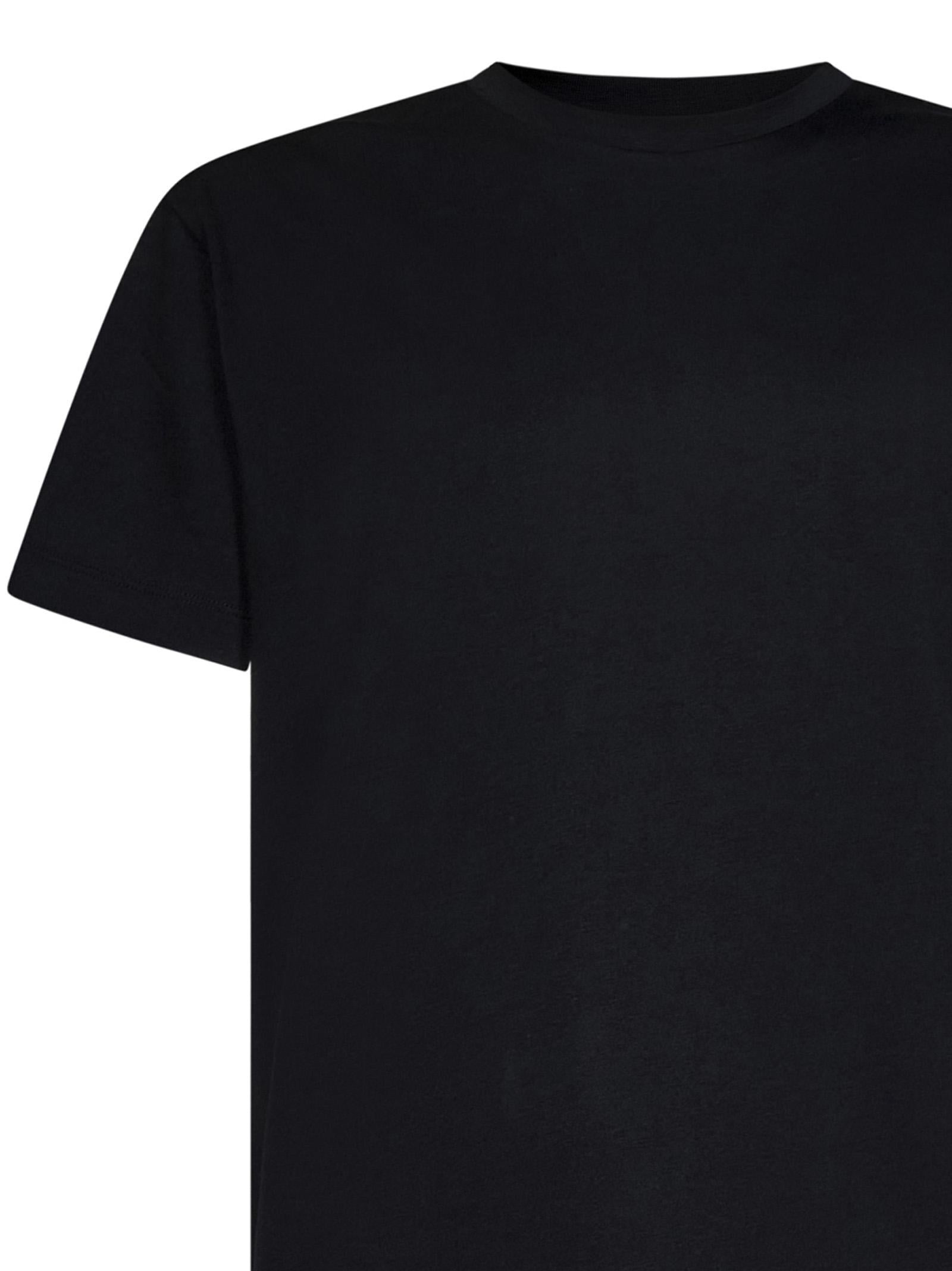 Black organic cotton three-pack T-shirt set with Jil Sander+ logo label stitched at bottom. - 4