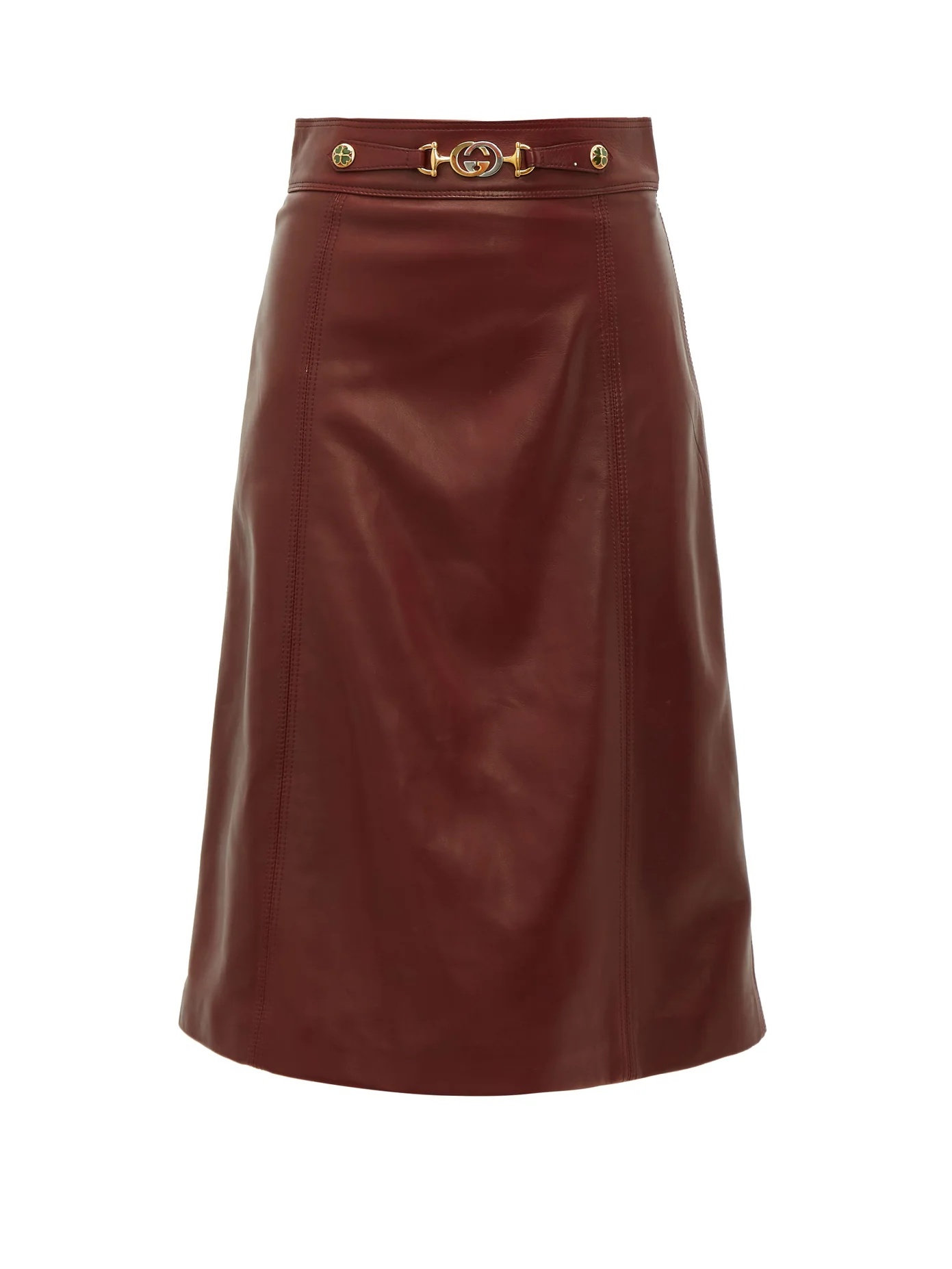 French Plongé leather A-Line skirt - 1